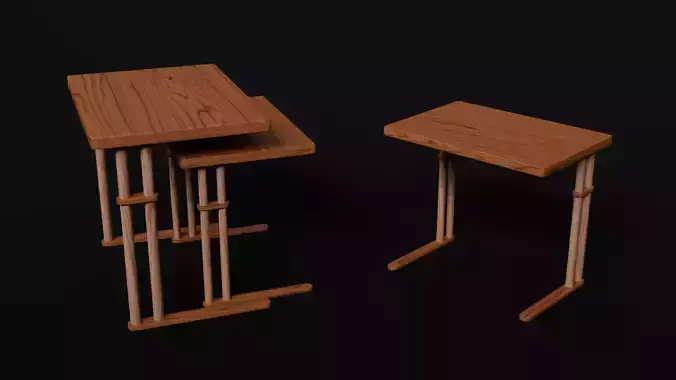 LowPoly Wooden Coffee Table GameReady Asset