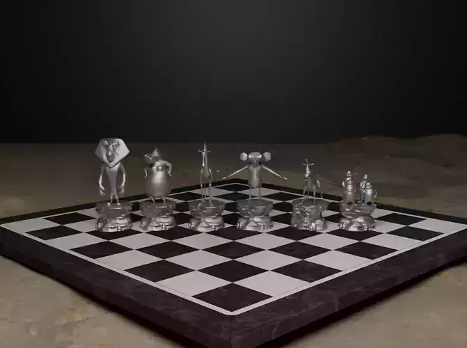 Cartoon Madagascar Zoo Animal Chess Set