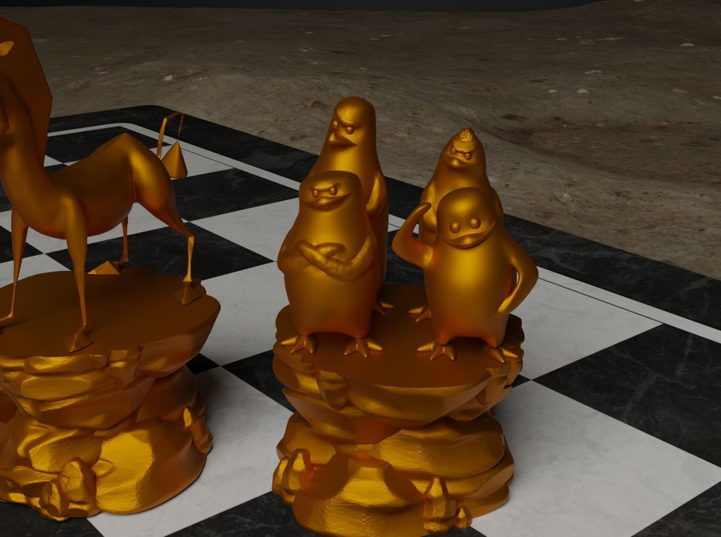 Cartoon Madagascar Zoo Animal Chess Set 3D print model_31