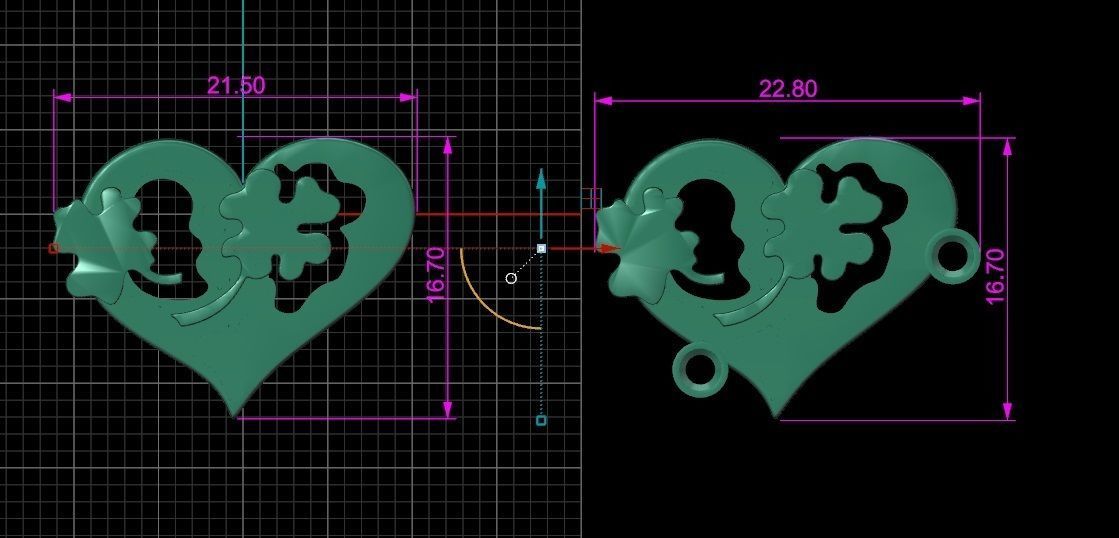Heart clover pendant 13 3D print model_12