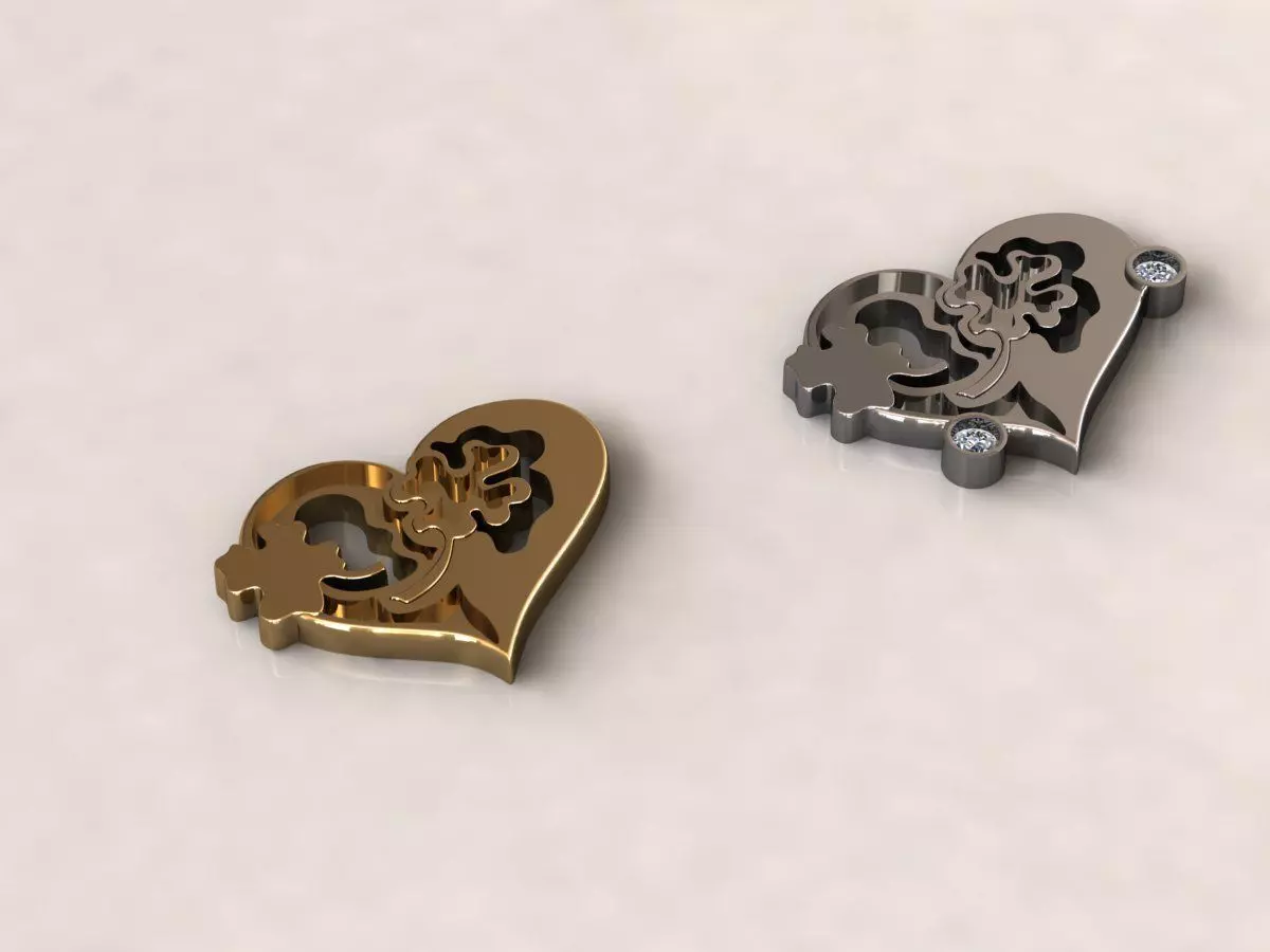 Heart clover pendant 13 3D print model_0