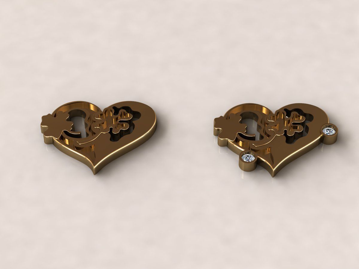 Heart clover pendant 13 3D print model_2