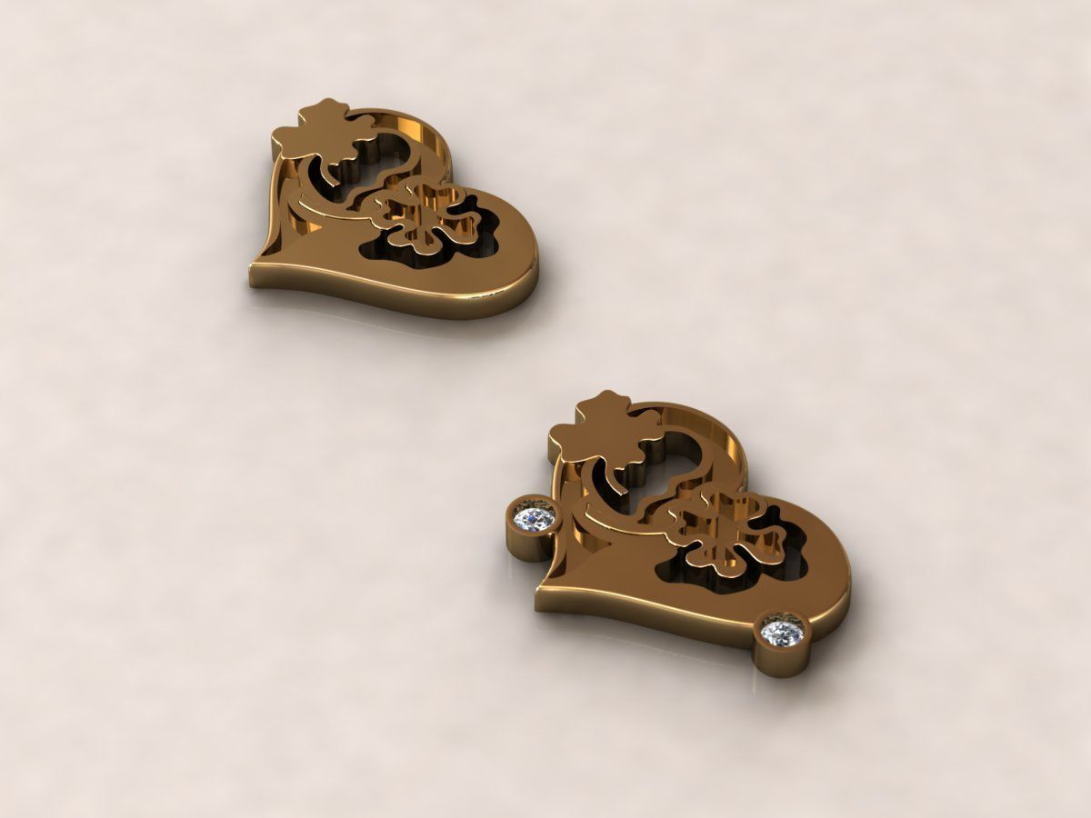 Heart clover pendant 13 3D print model_3