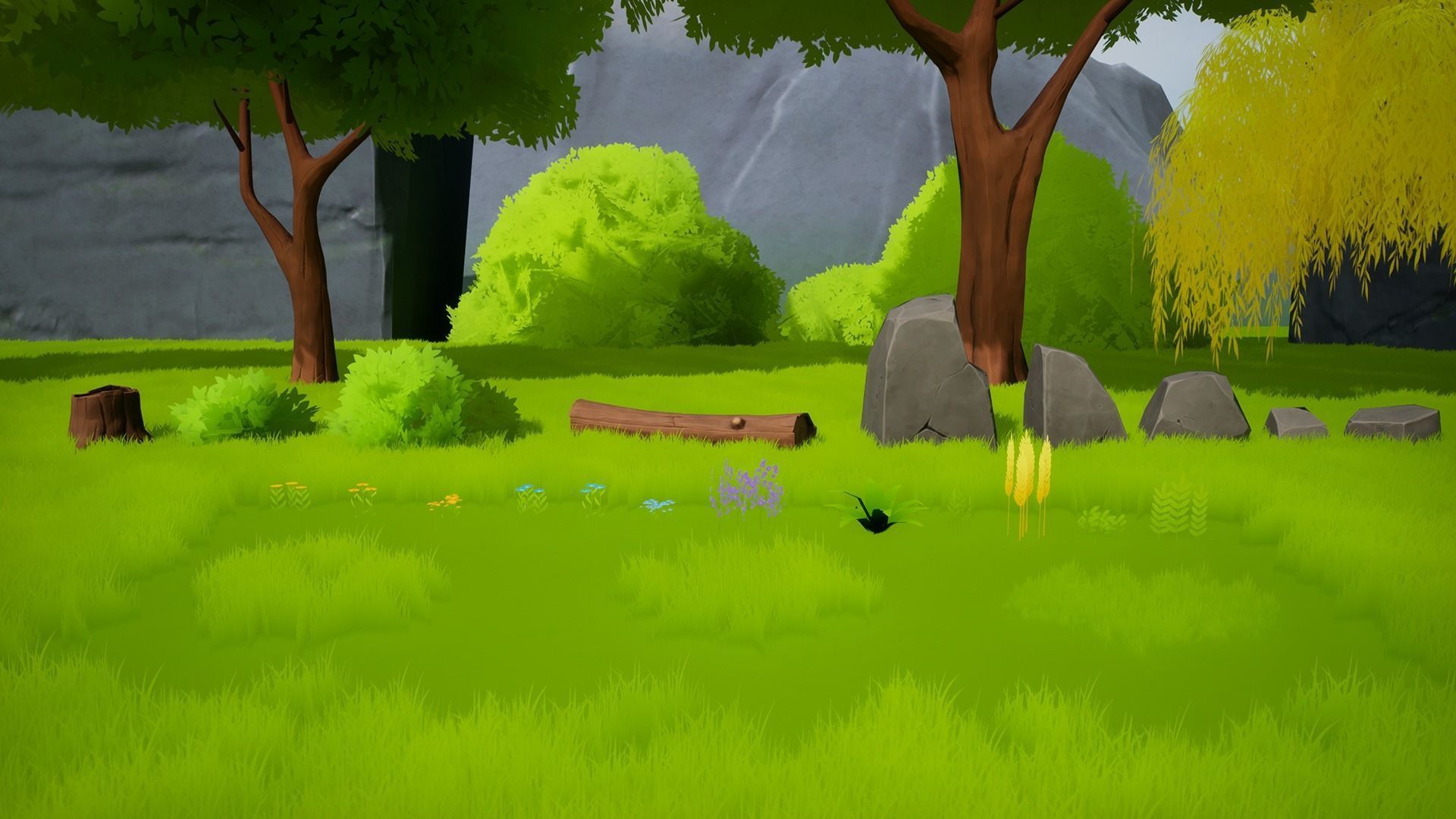 Stylized Nature with Ruins Low-poly 3D model_6