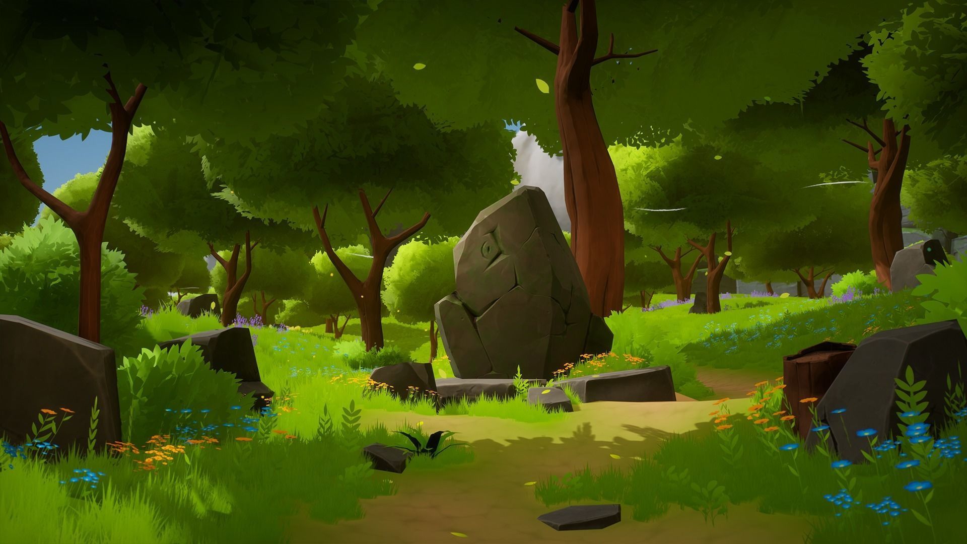 Stylized Nature with Ruins Low-poly 3D model_4