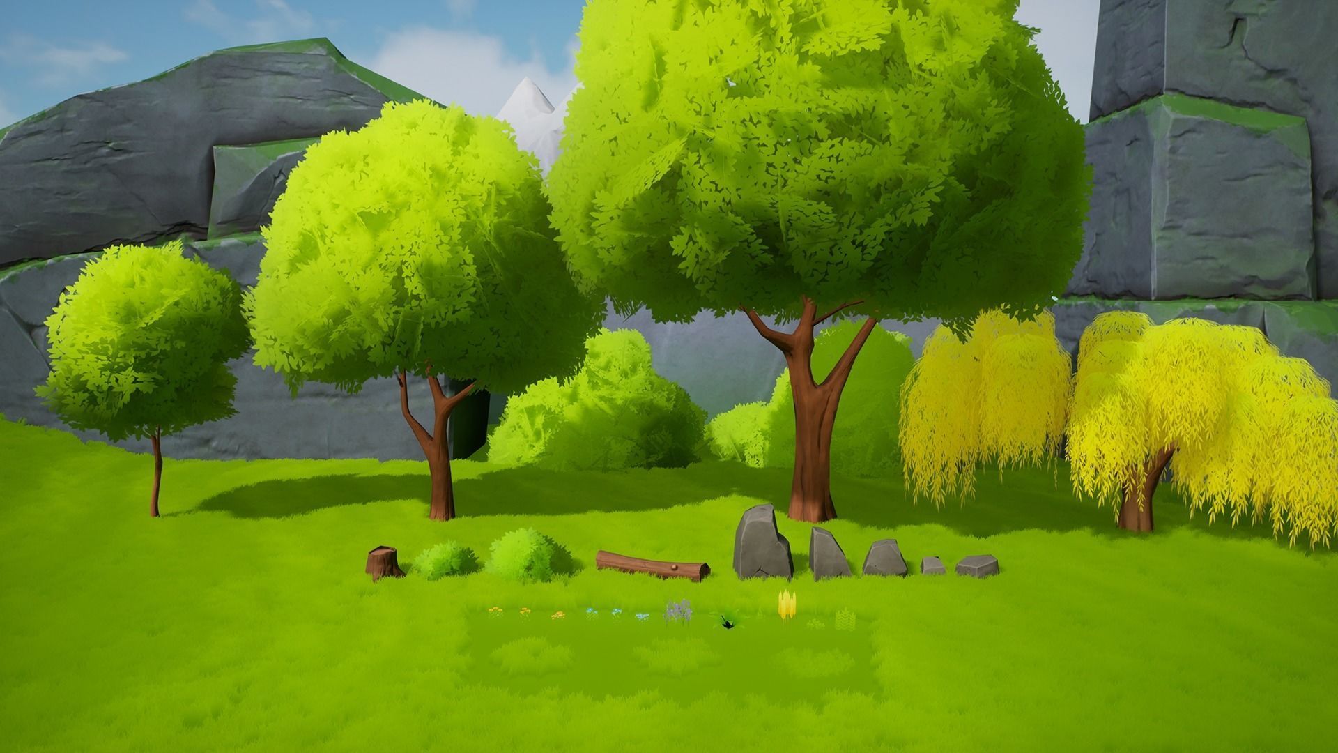 Stylized Nature with Ruins Low-poly 3D model_5