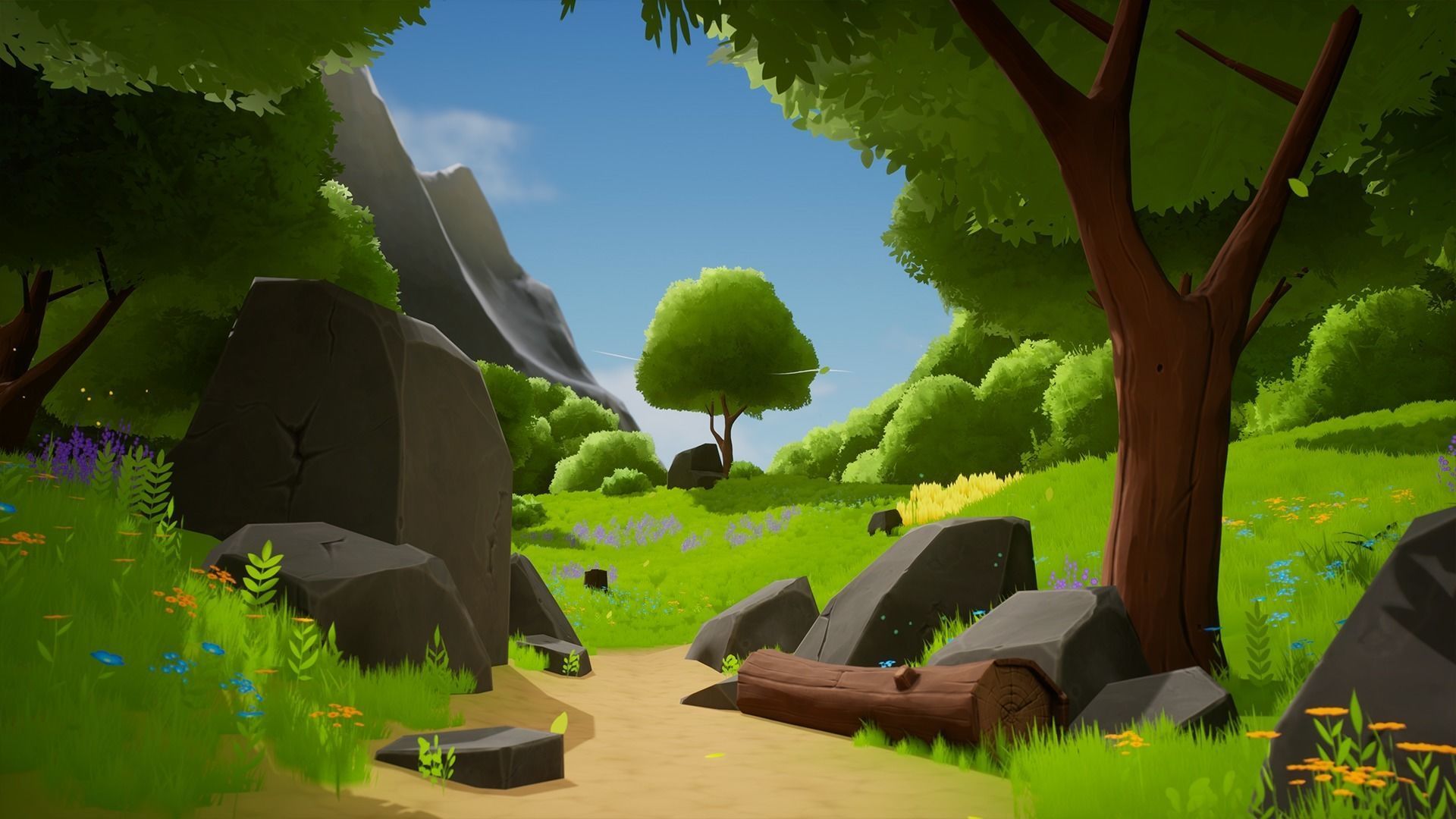 Stylized Nature with Ruins Low-poly 3D model_3