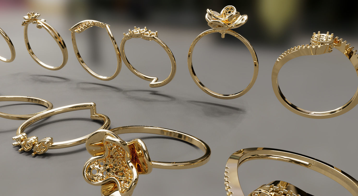 set of 6 ultra-lightweight rings 3D print model_4