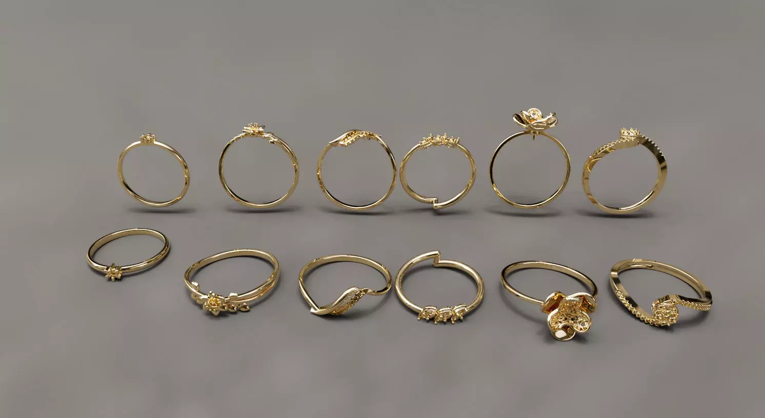 set of 6 ultra-lightweight rings 3D print model_0