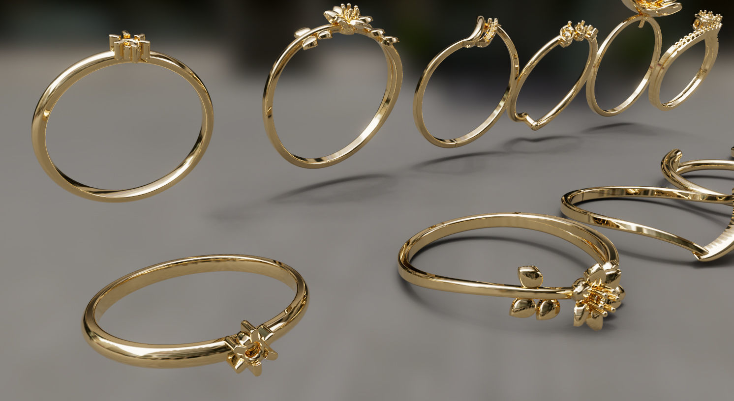 set of 6 ultra-lightweight rings 3D print model_3