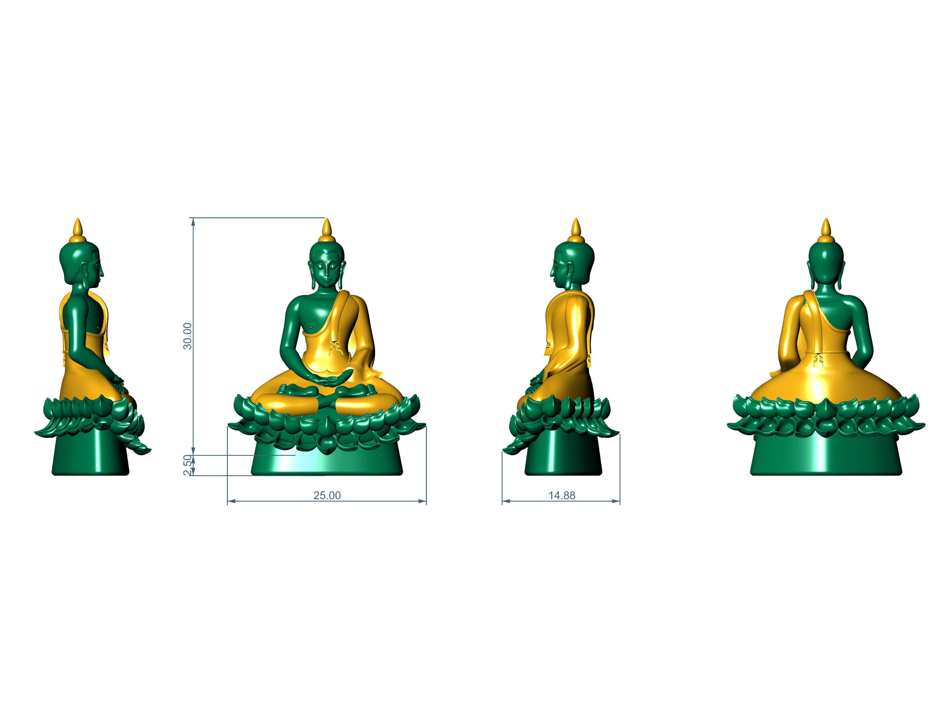 Buddha sitting  pendant 3D print model FG02 3D print model_6