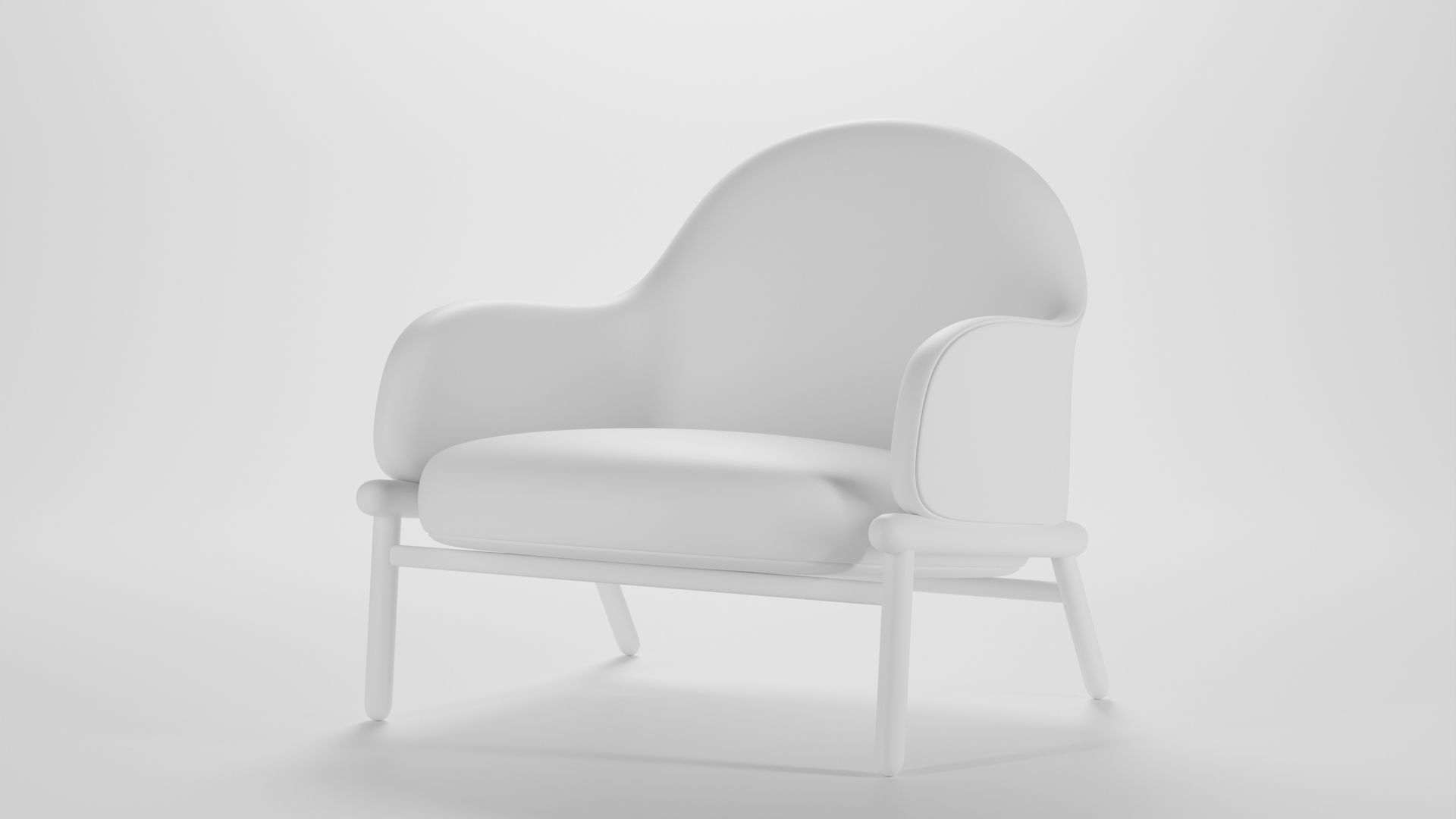 Modern design single sofa Low-poly 3D model_7
