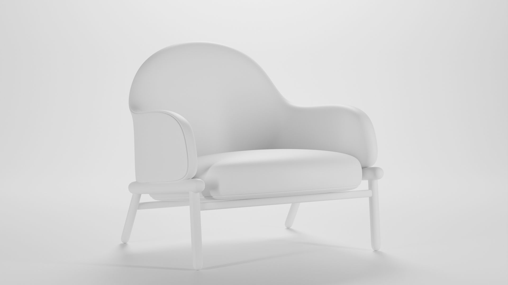 Modern design single sofa Low-poly 3D model_2