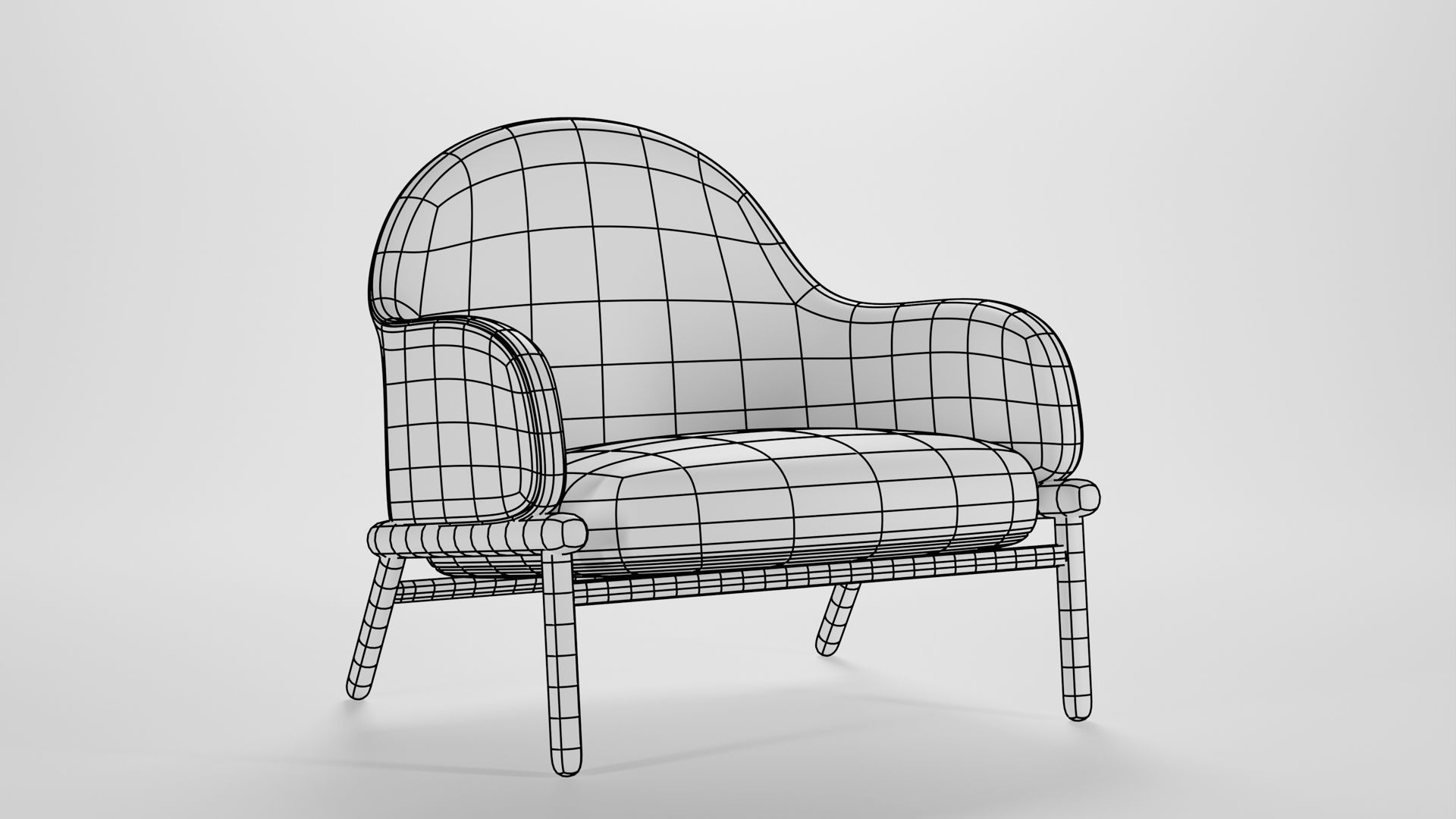 Modern design single sofa Low-poly 3D model_3