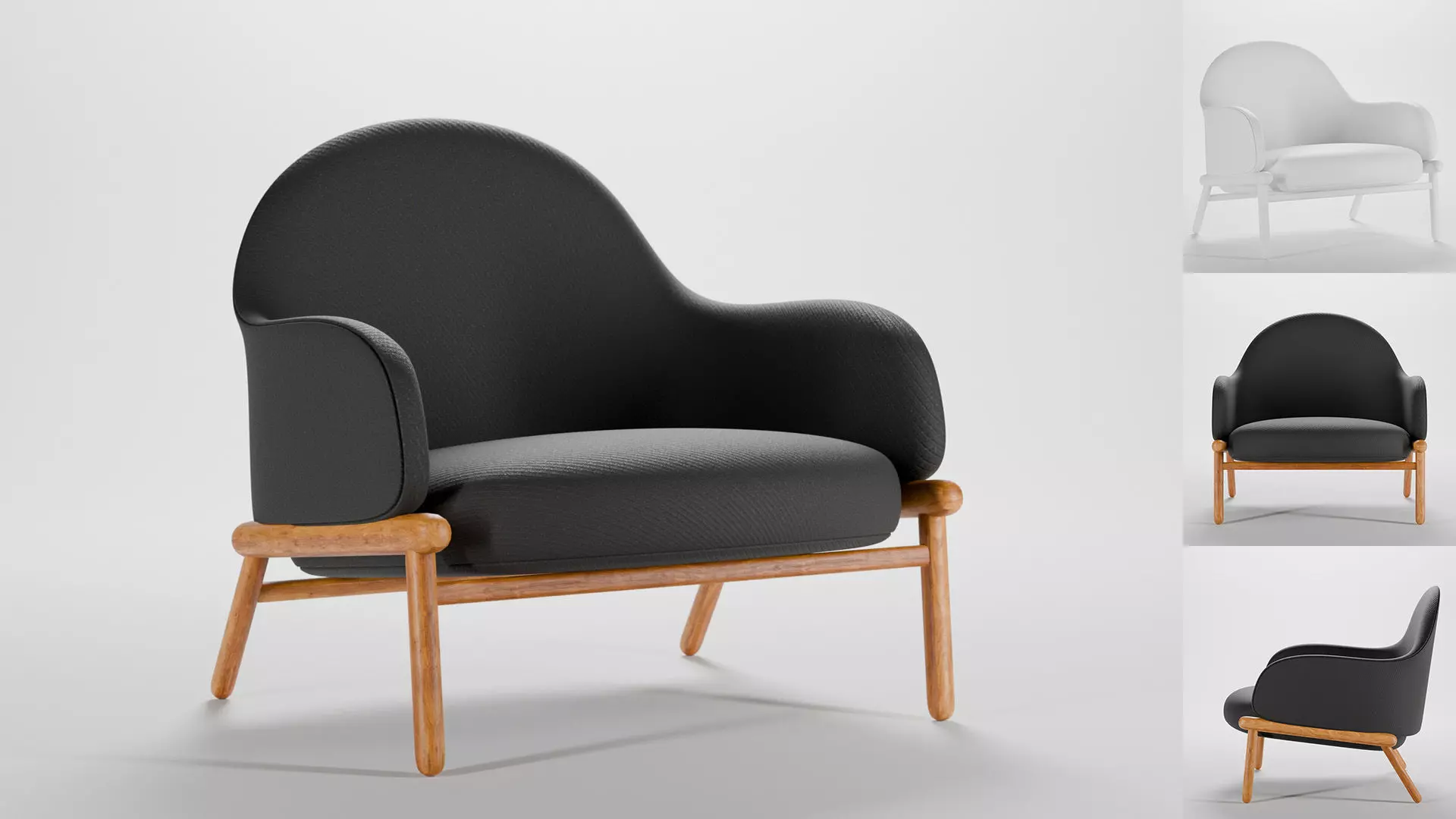 Modern design single sofa Low-poly 3D model_0