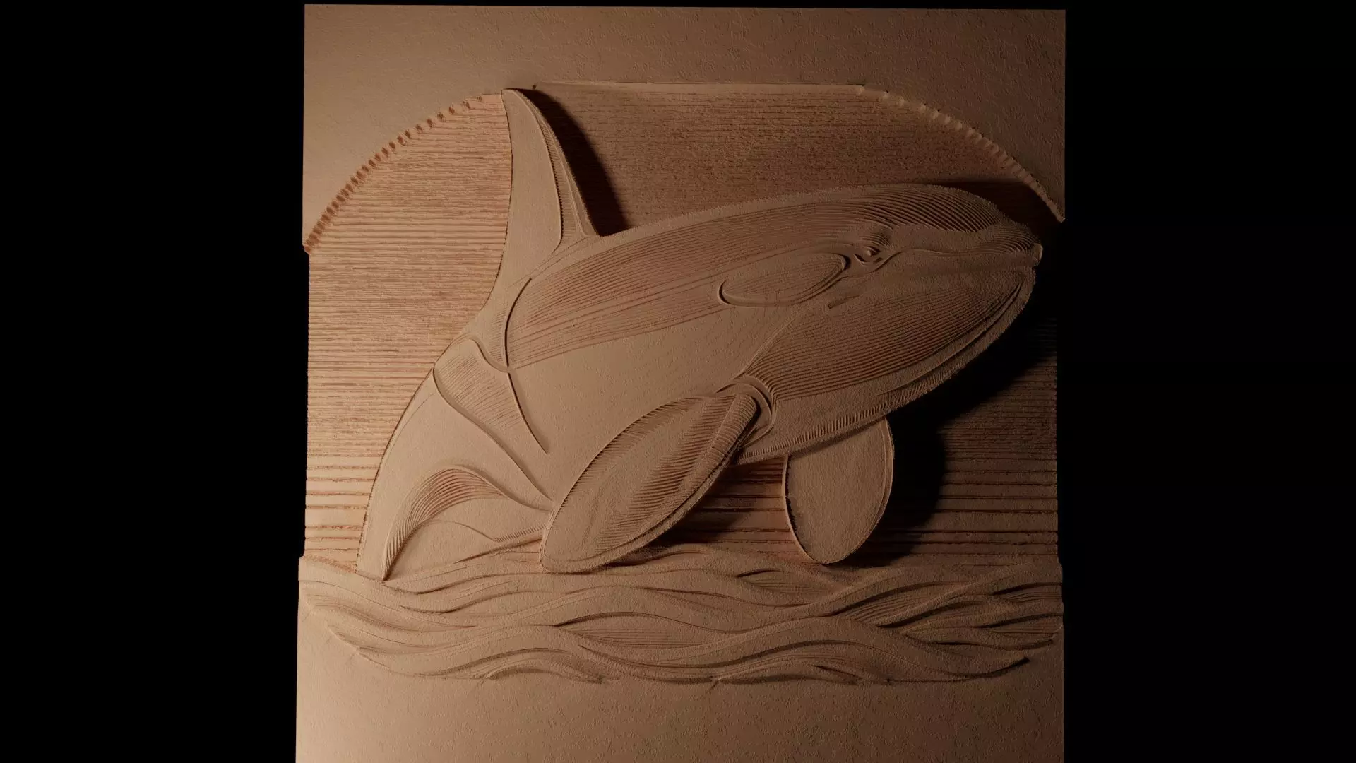 Orca Killer Whale CNC 3d Print High Relief Sand Casting 3D print model_0