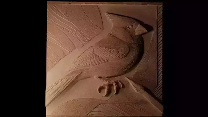 Northern Cardinal CNC 3d Print High Relief Sand Casting