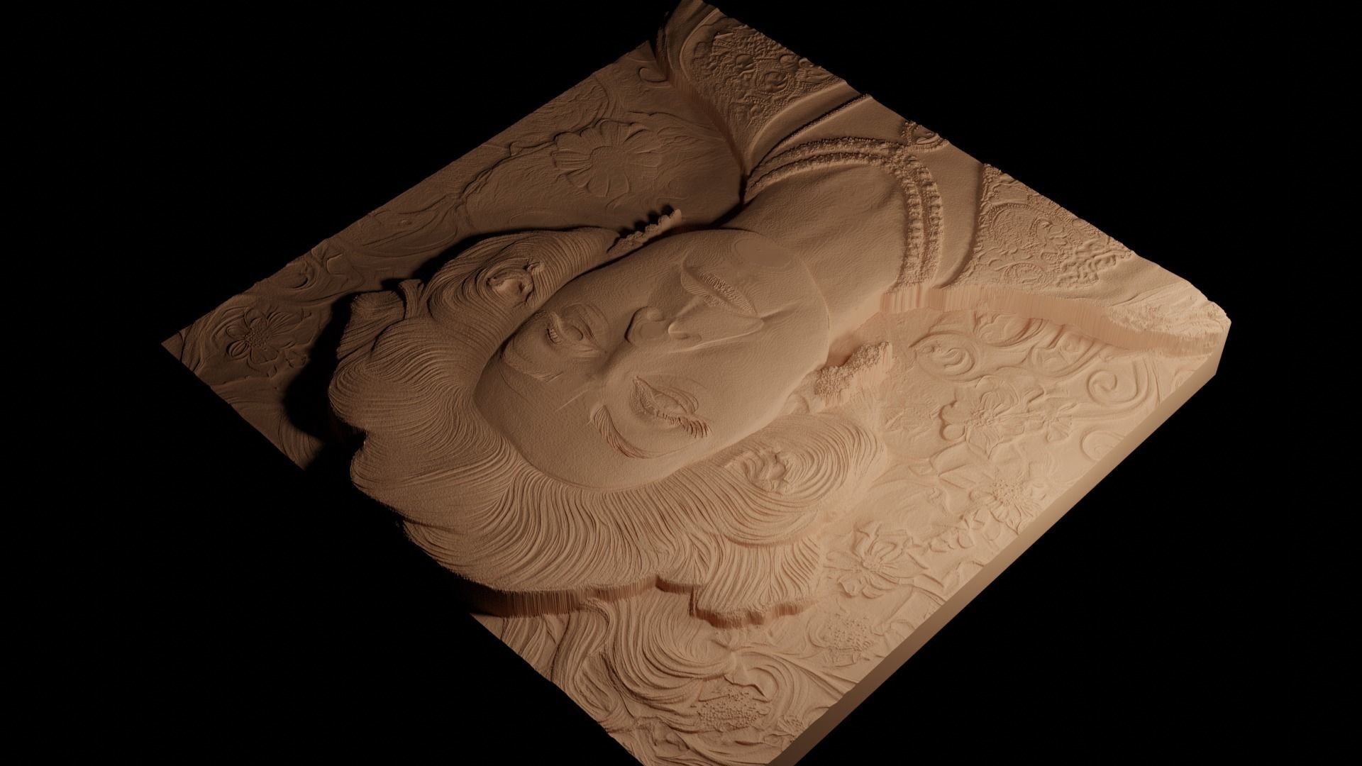 Norma Desmond CNC 3d Print High Relief Sand Casting 3D print model_4