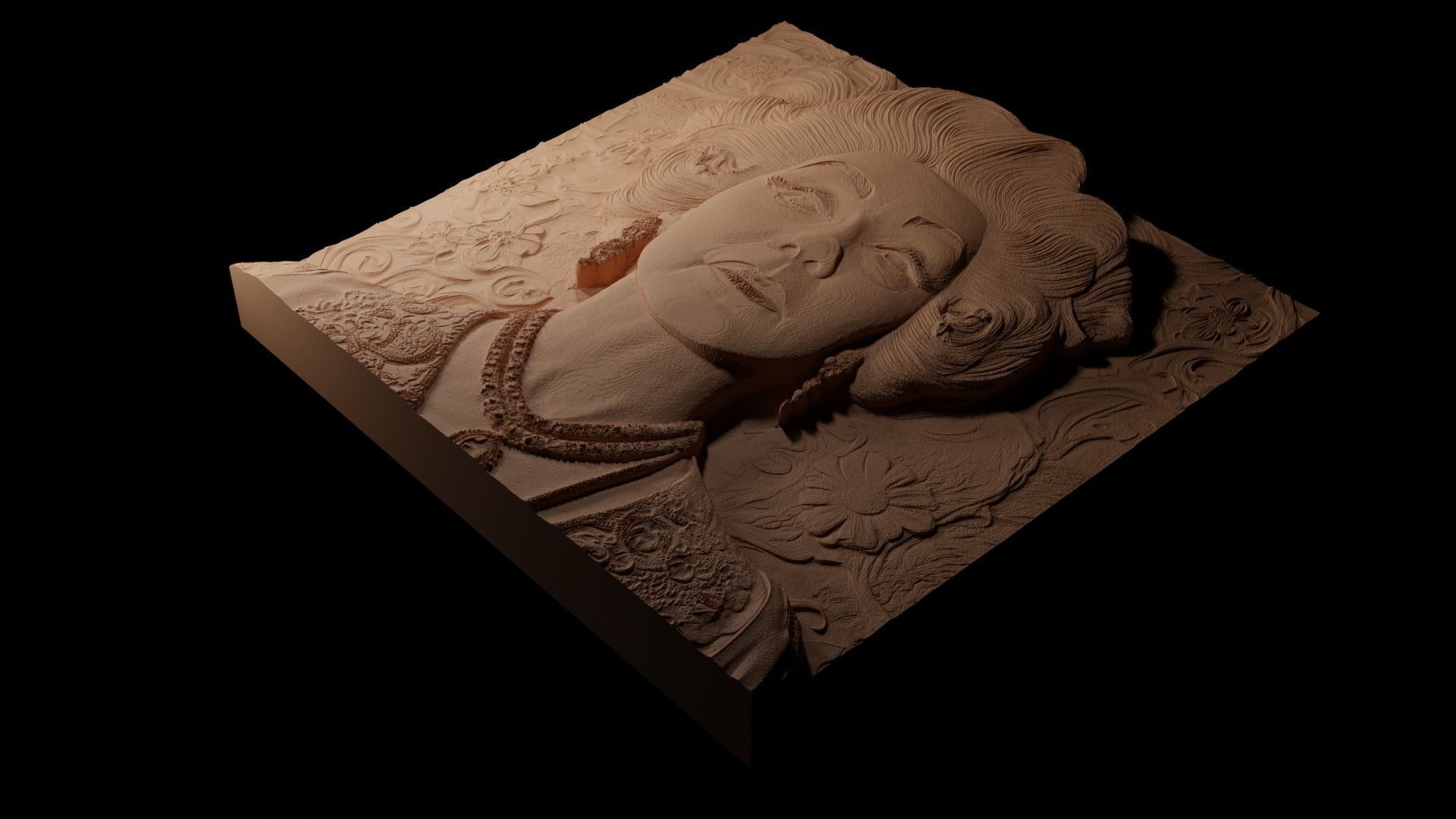 Norma Desmond CNC 3d Print High Relief Sand Casting 3D print model_1