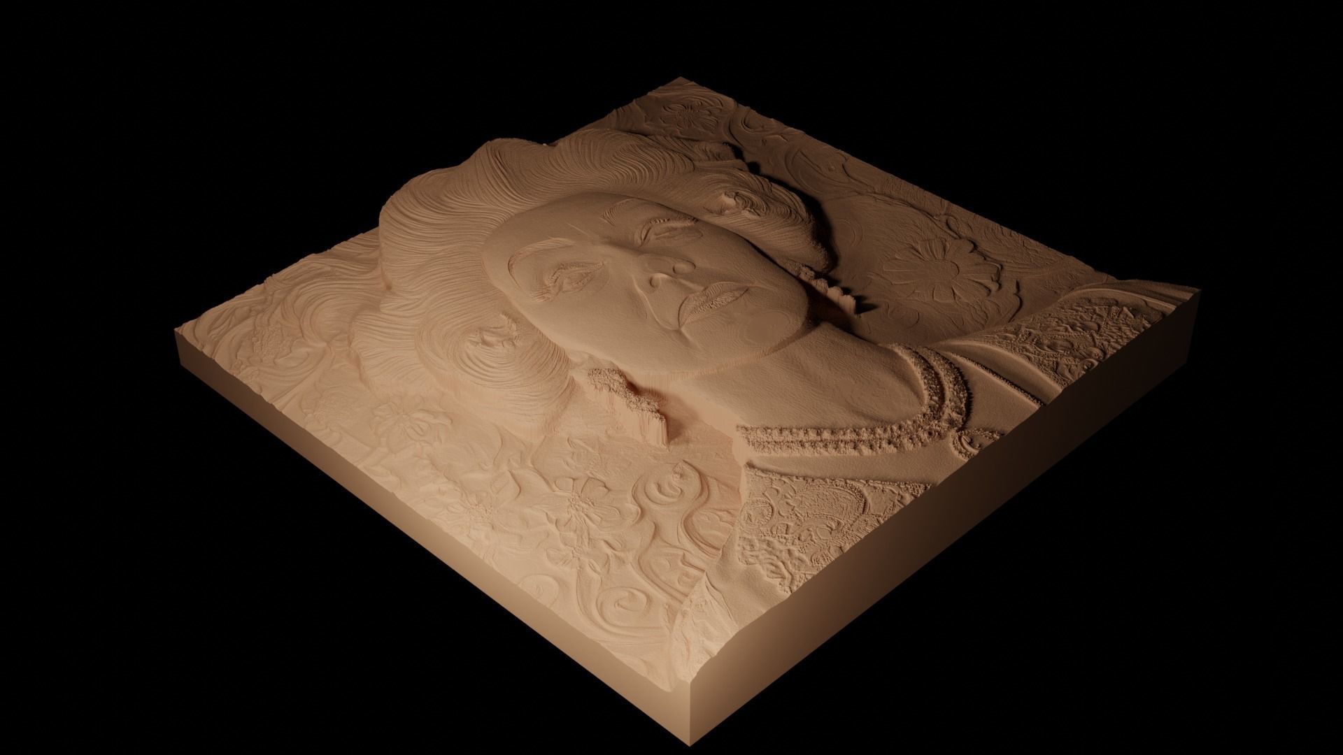 Norma Desmond CNC 3d Print High Relief Sand Casting 3D print model_2