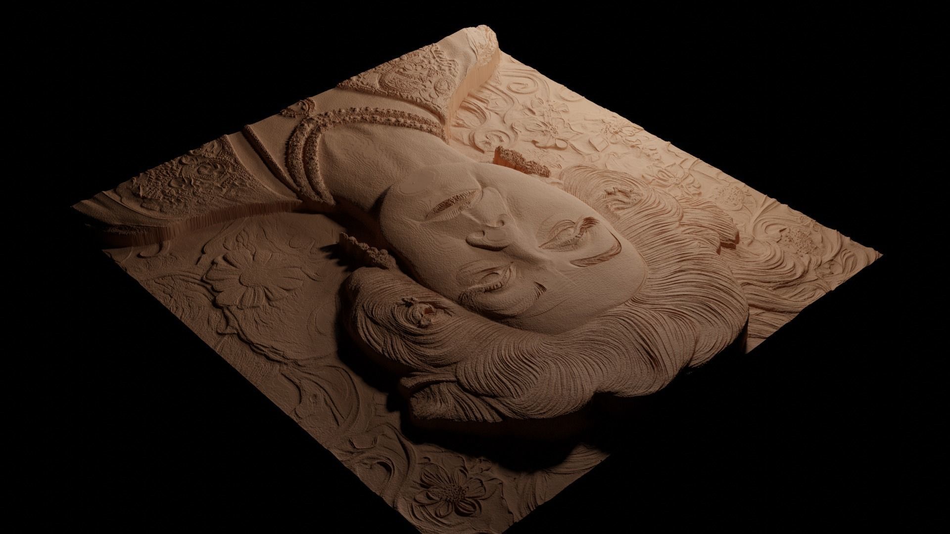 Norma Desmond CNC 3d Print High Relief Sand Casting 3D print model_3