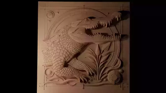 Nile Crocodile CNC 3d Print High Relief Sand Casting