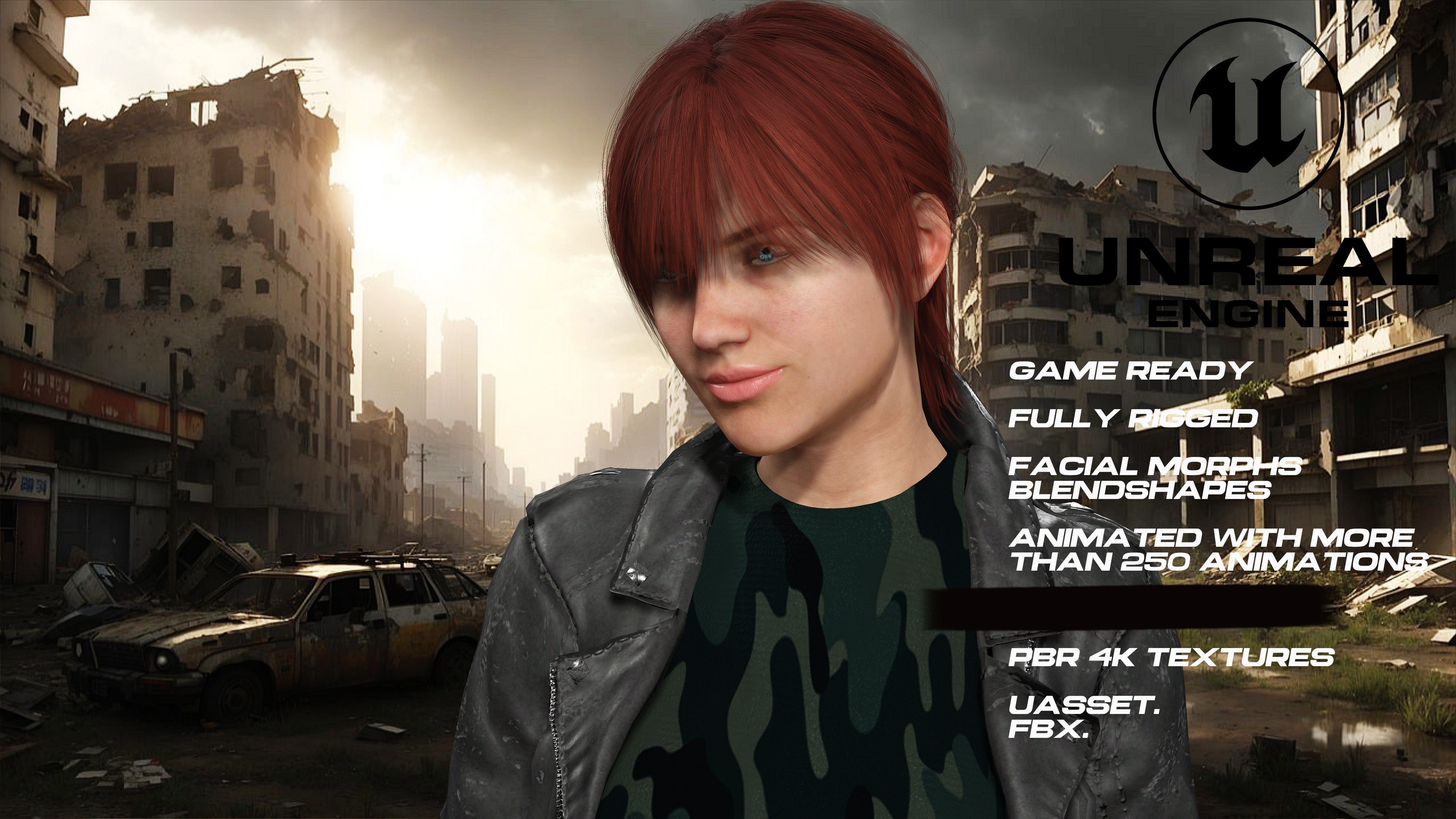 Zombie Hunter full rigged - game ready - animated Low-poly 3D model_6