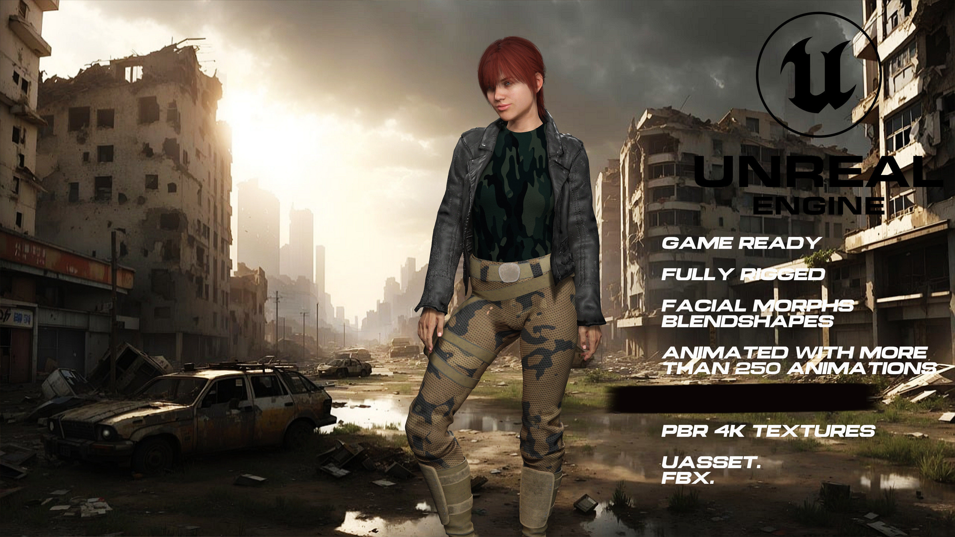 Zombie Hunter full rigged - game ready - animated Low-poly 3D model_10