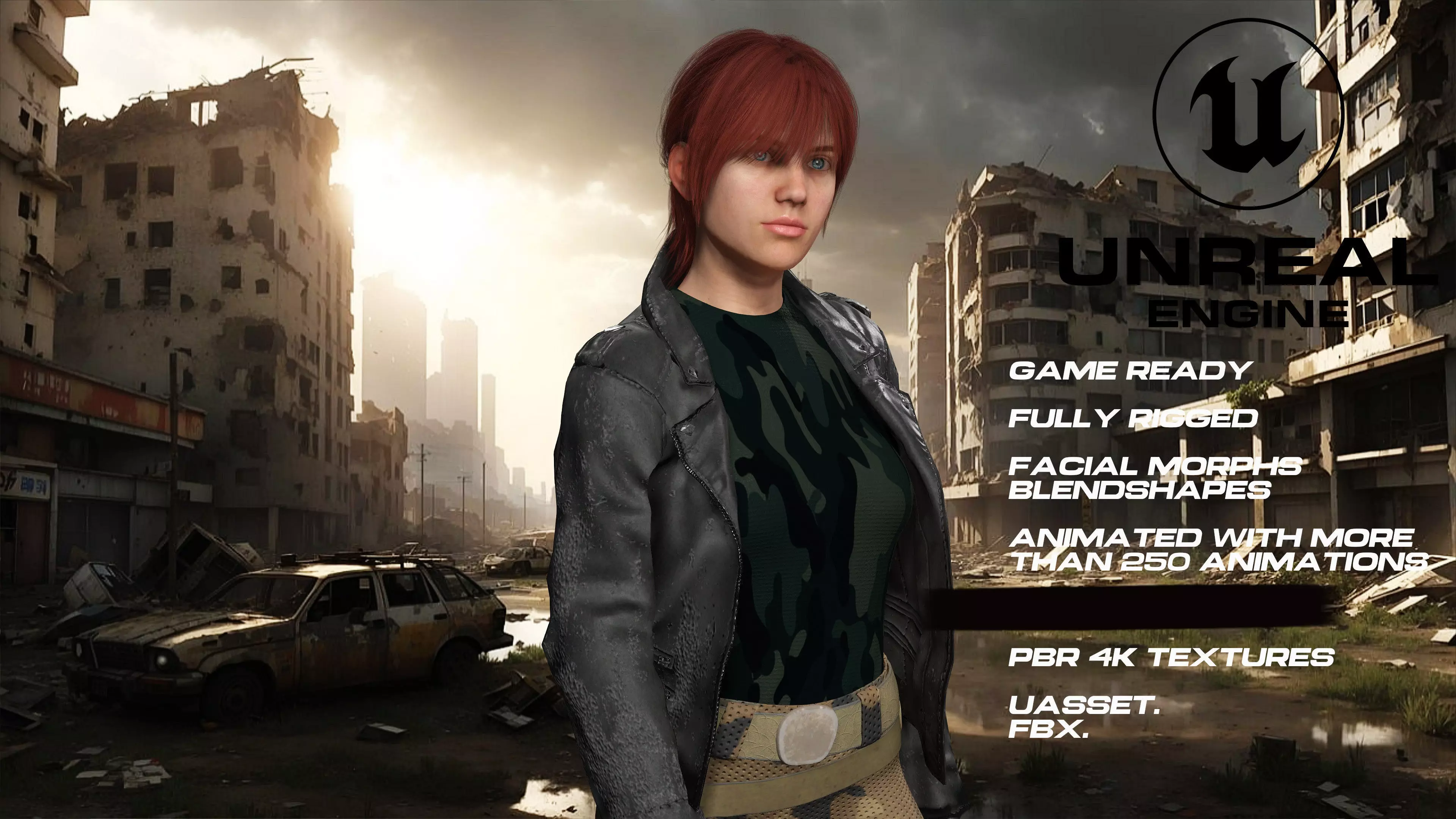 Zombie Hunter full rigged - game ready - animated Low-poly 3D model_0