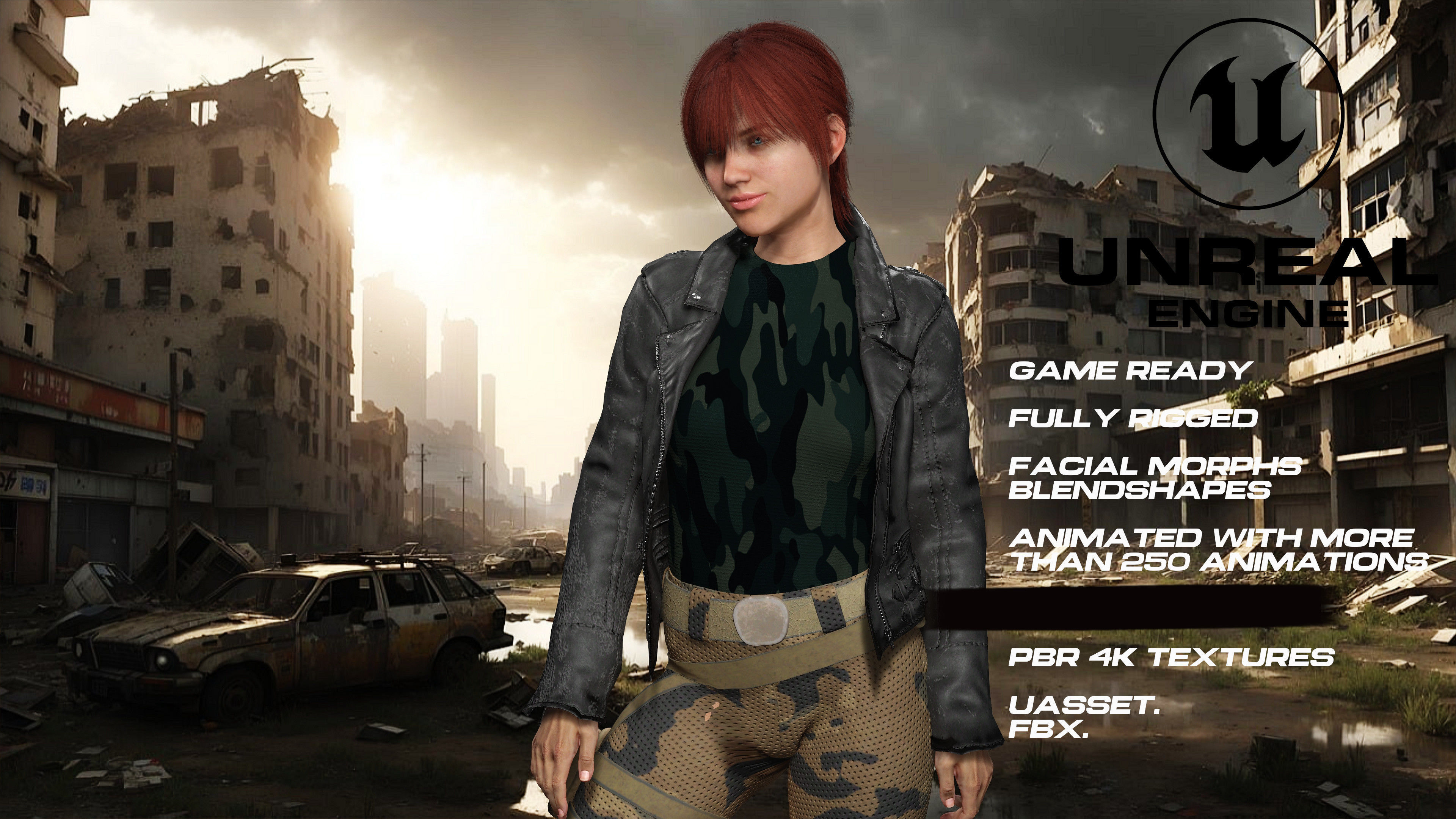 Zombie Hunter full rigged - game ready - animated Low-poly 3D model_8