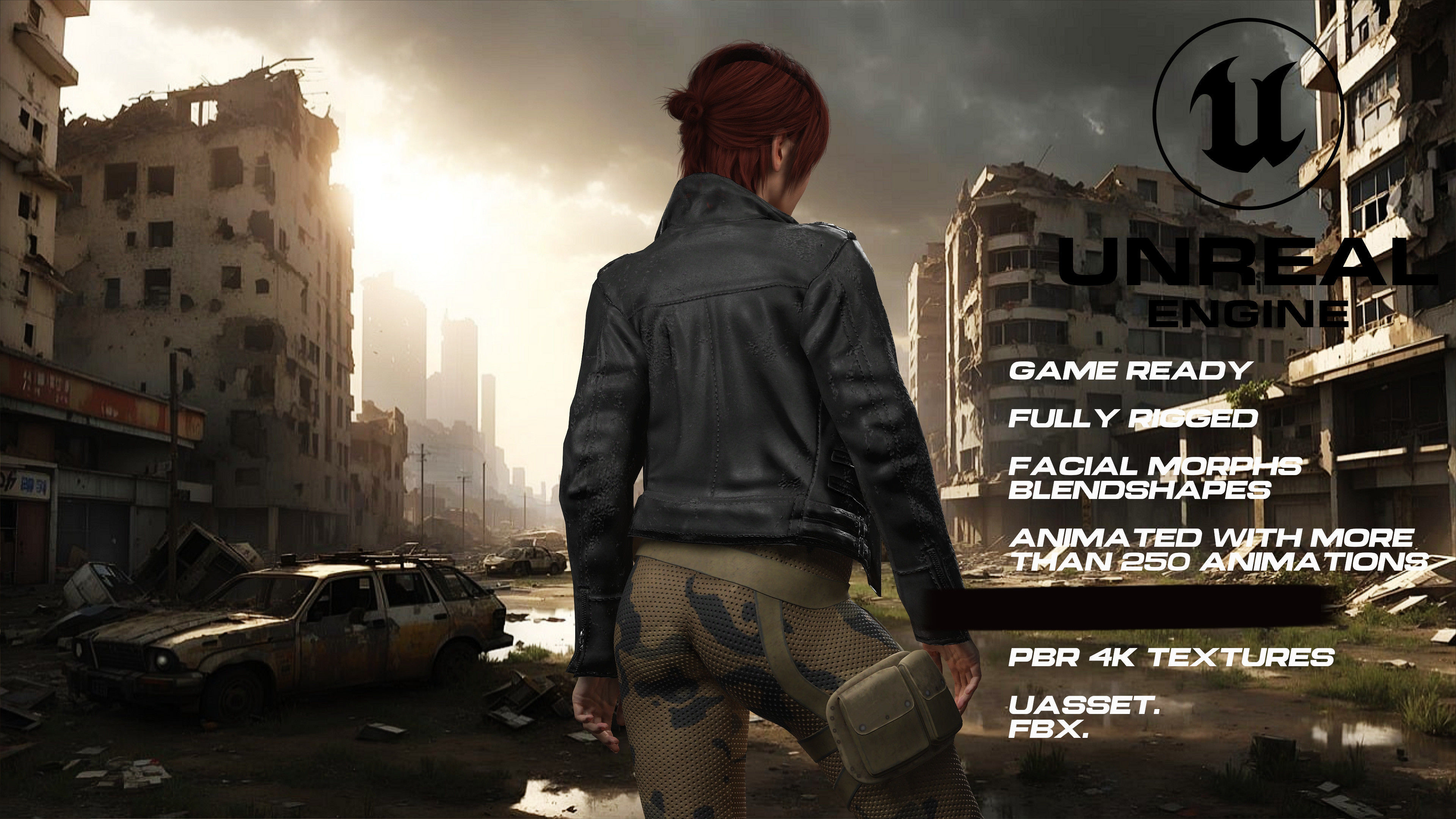 Zombie Hunter full rigged - game ready - animated Low-poly 3D model_12