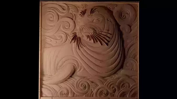 Monk Seal CNC 3d Print High Relief Sand Casting 3D print model