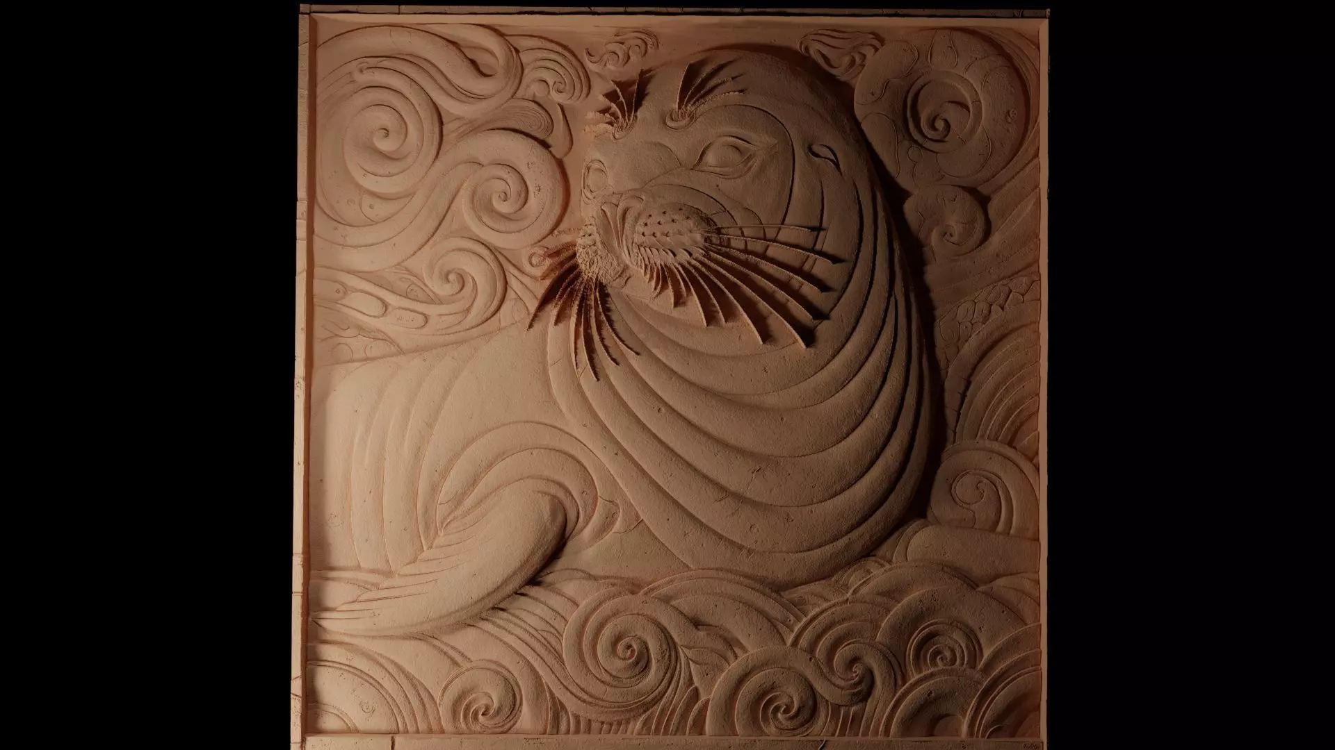 Monk Seal CNC 3d Print High Relief Sand Casting 3D print model_0