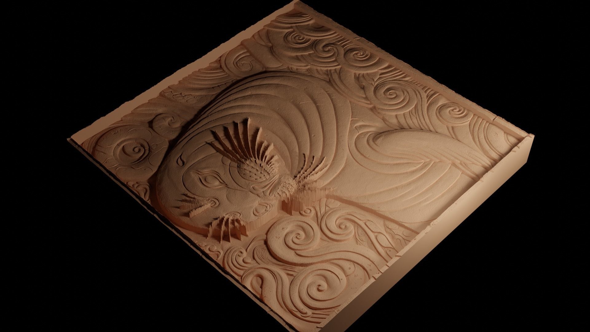 Monk Seal CNC 3d Print High Relief Sand Casting 3D print model_4