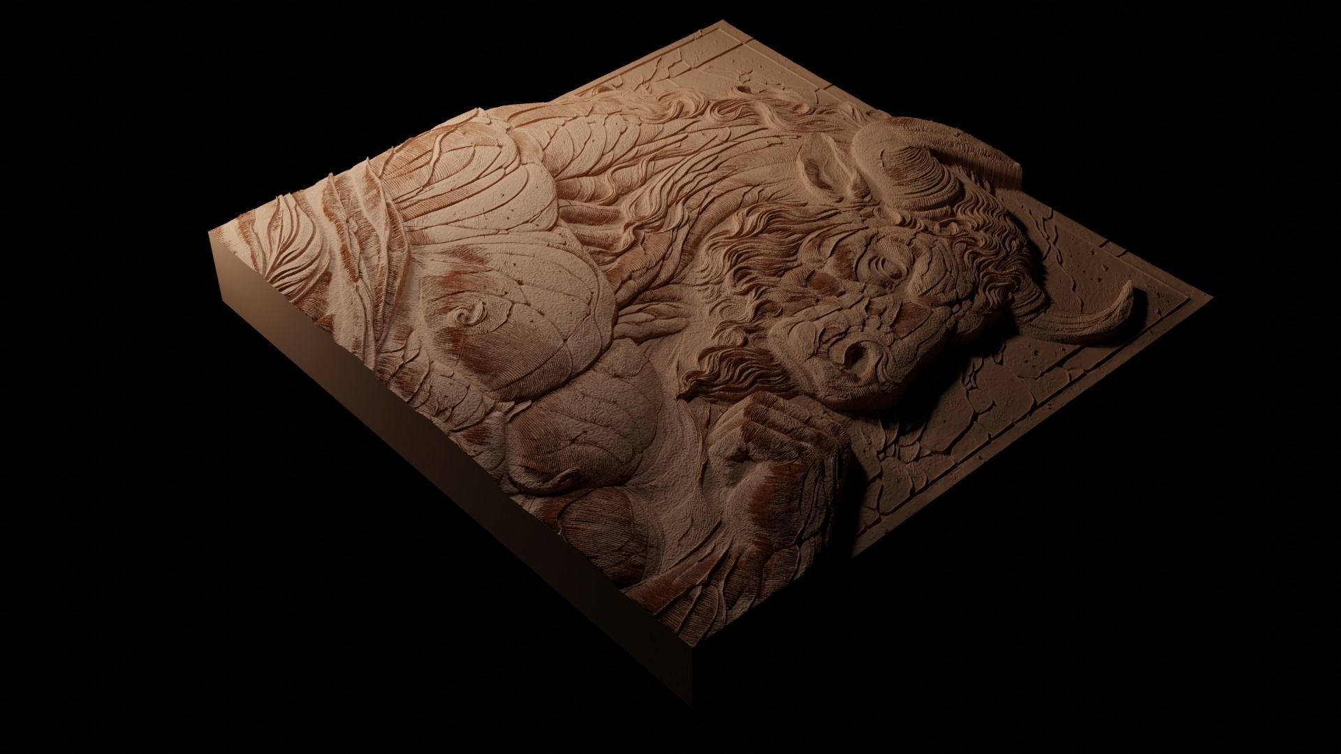 Minotaur CNC 3d Print High Relief Sand Casting 3D print model_1