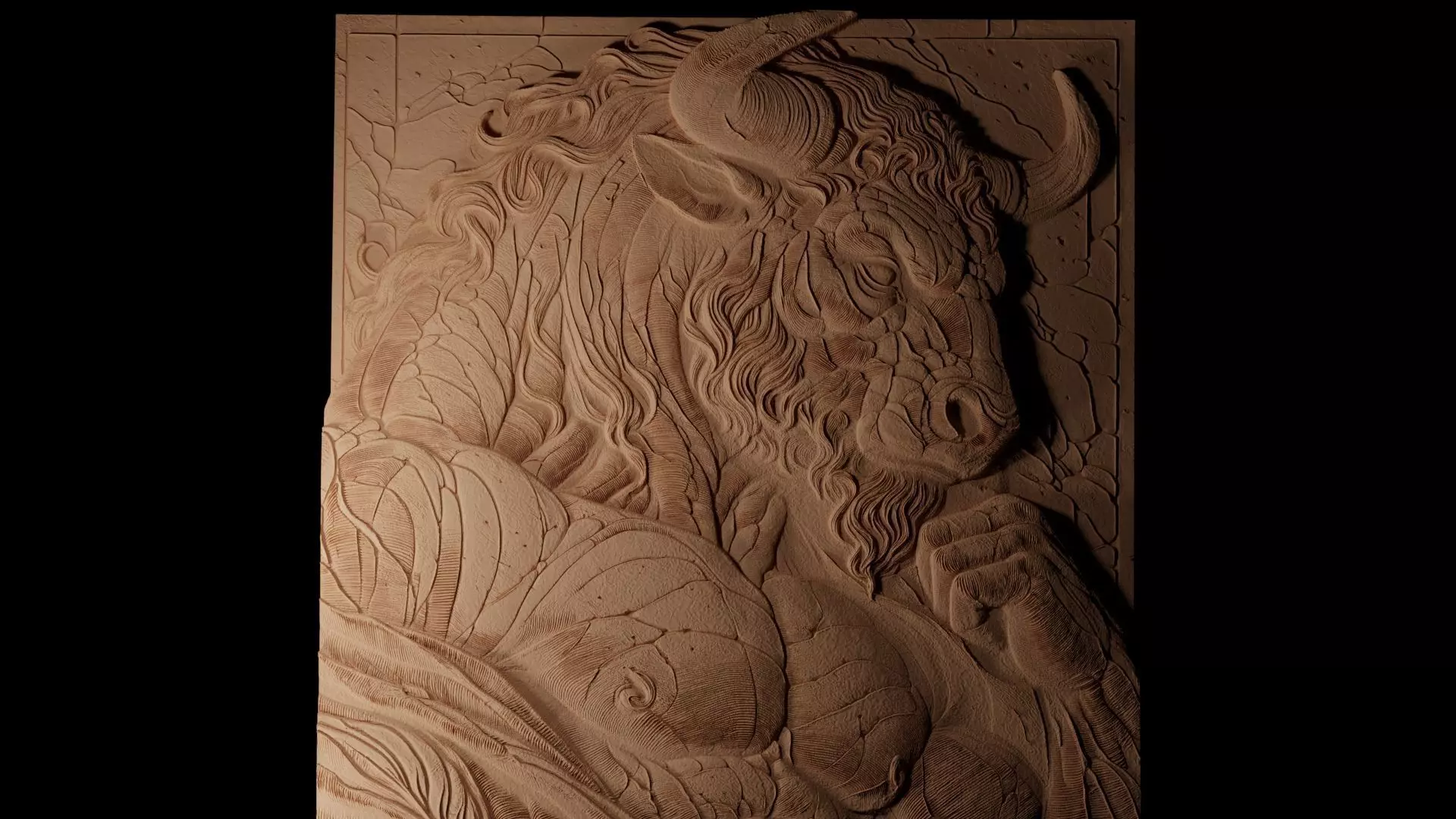 Minotaur CNC 3d Print High Relief Sand Casting 3D print model_0