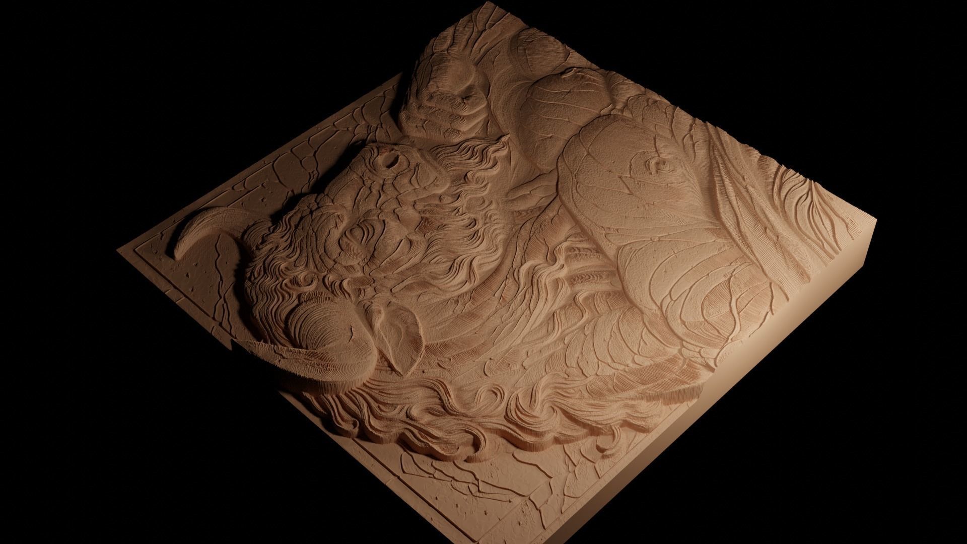 Minotaur CNC 3d Print High Relief Sand Casting 3D print model_4