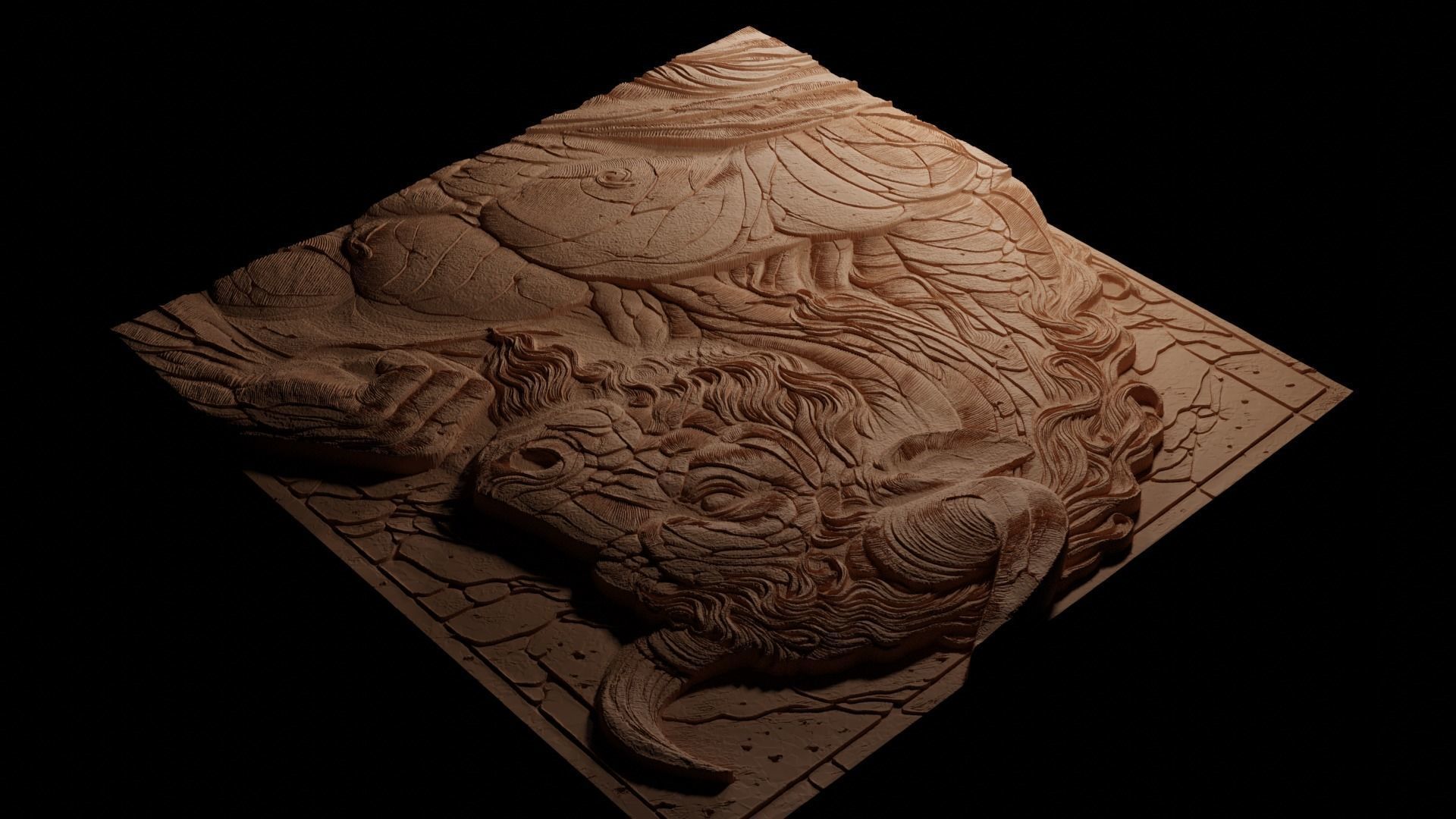 Minotaur CNC 3d Print High Relief Sand Casting 3D print model_3