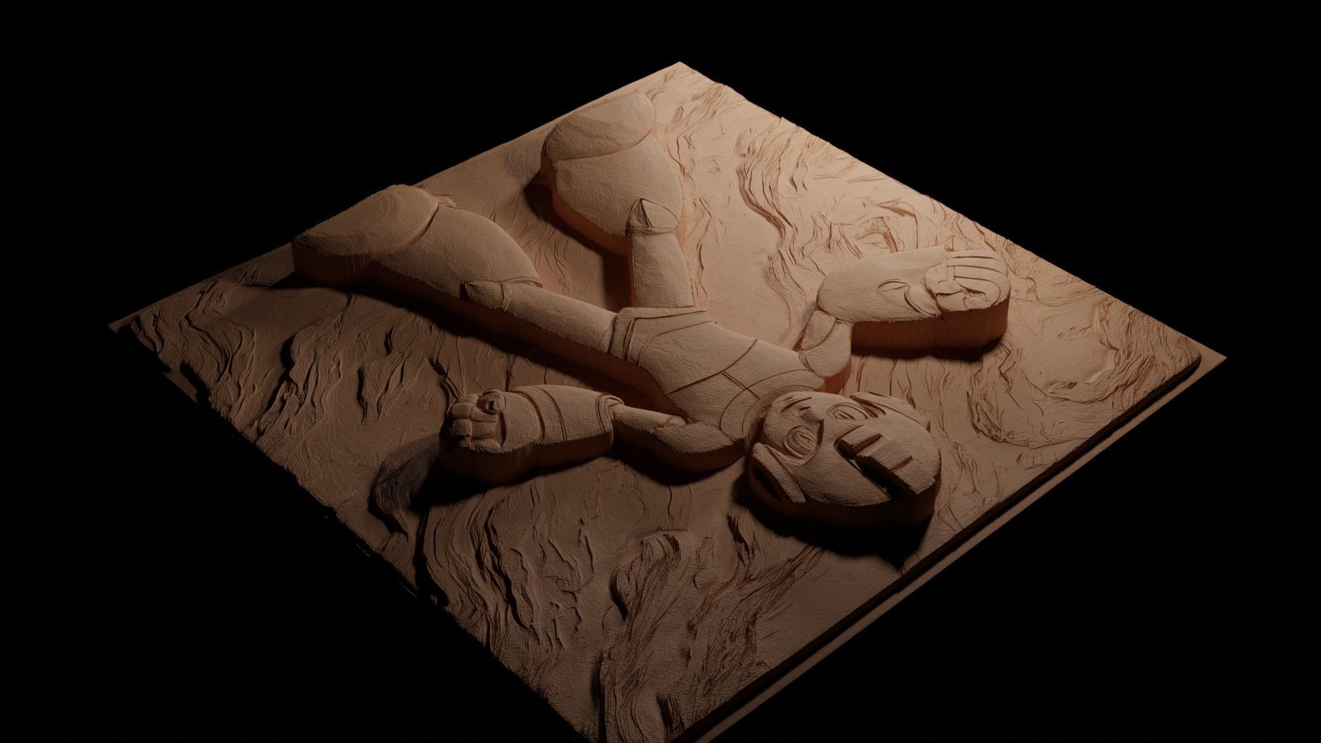 Mega Man 02 CNC 3d Print High Relief Sand Casting 3D print model_3