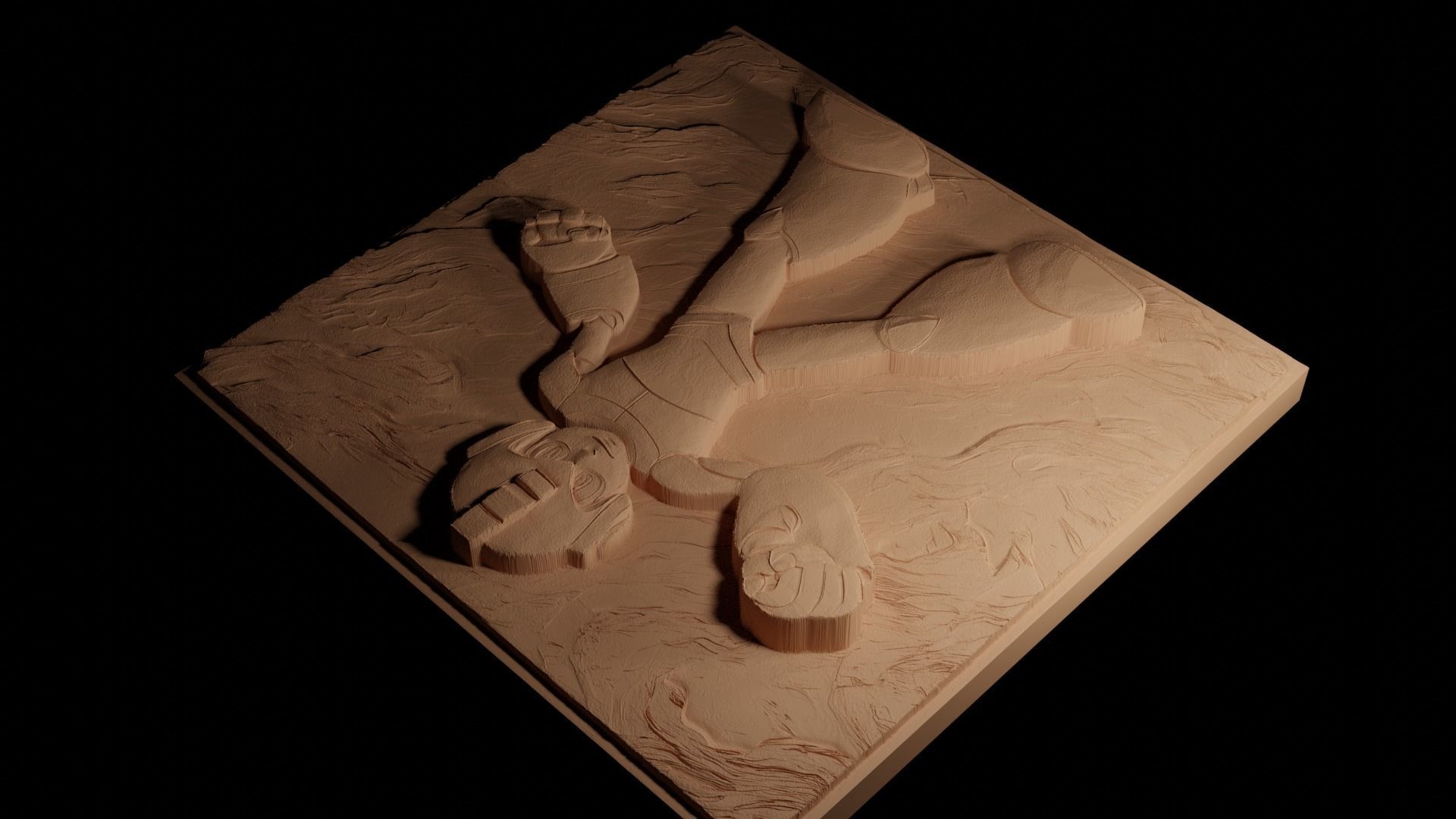 Mega Man 02 CNC 3d Print High Relief Sand Casting 3D print model_4