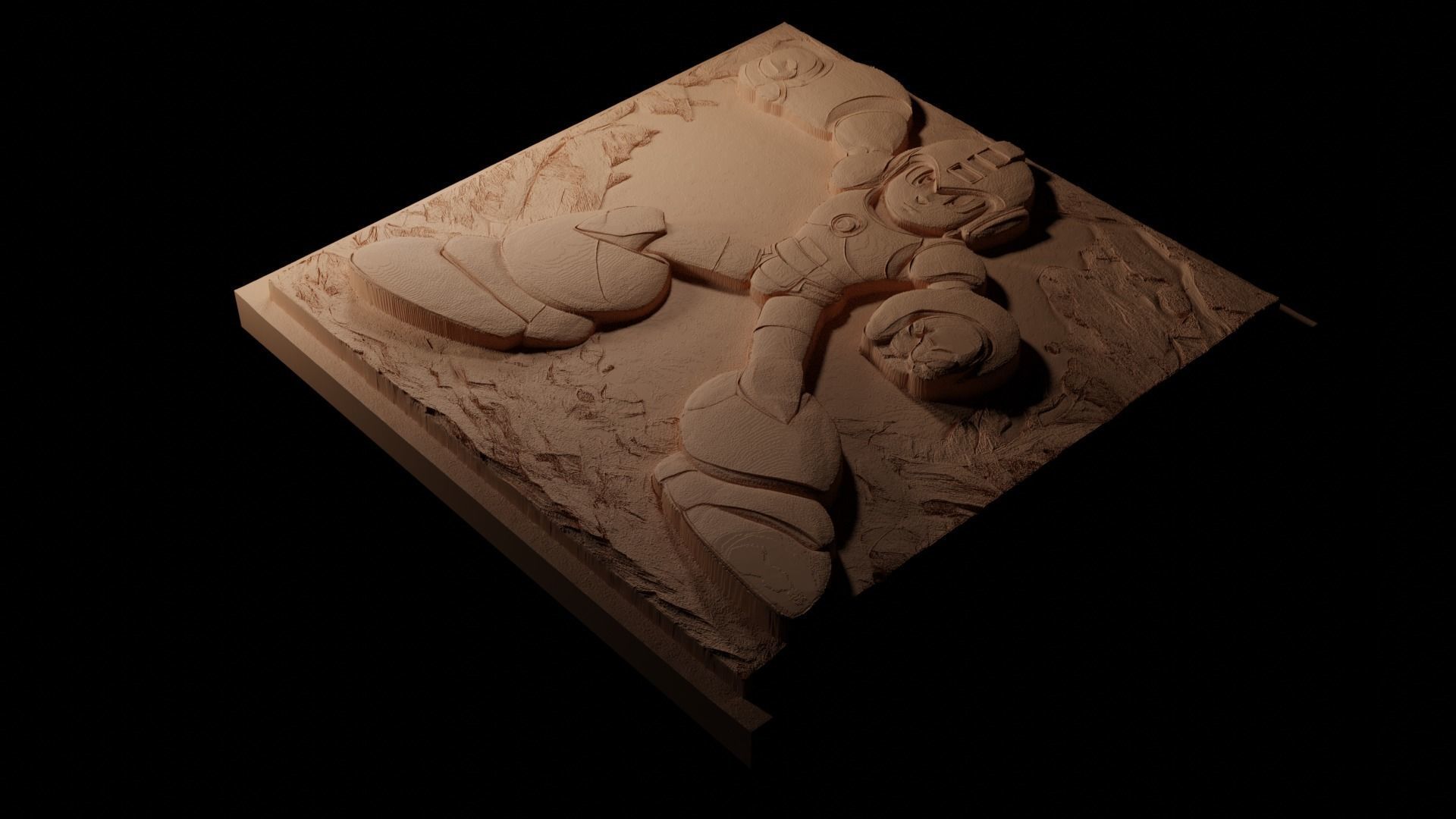 Mega Man CNC 3d Print High Relief Sand Casting 3D print model_1