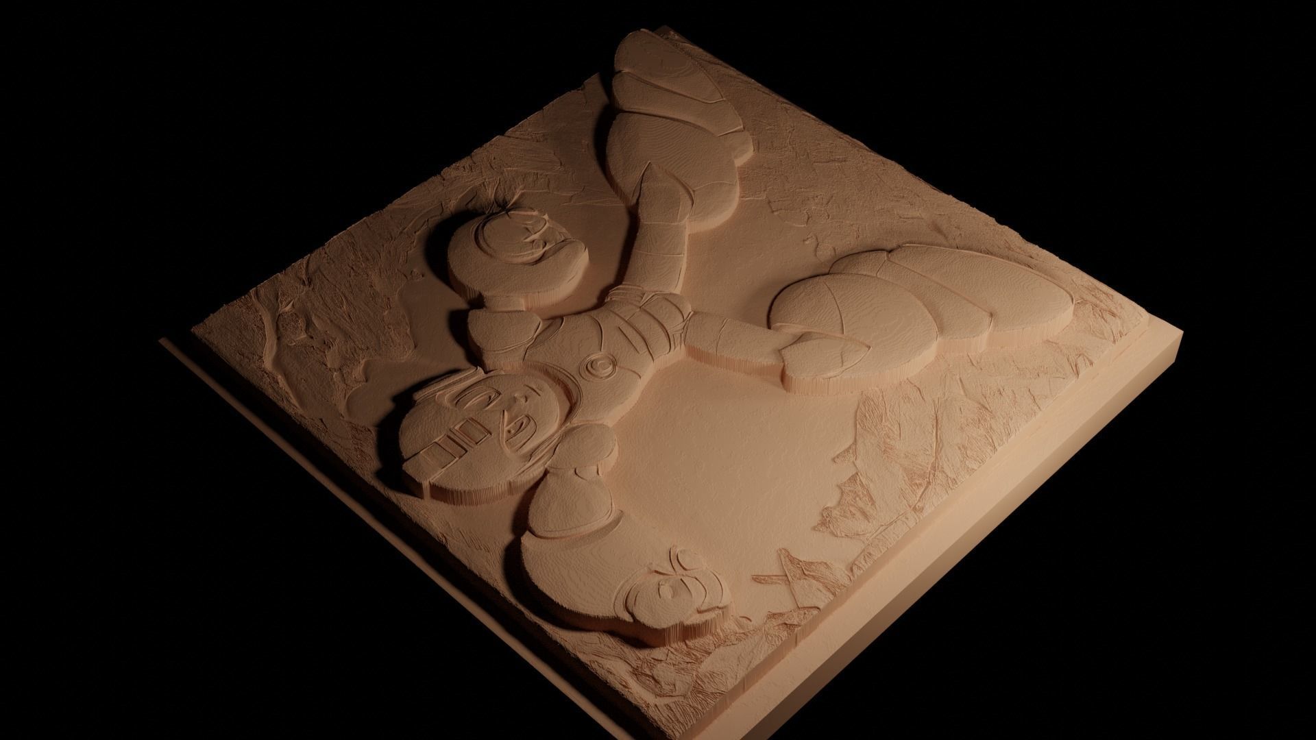 Mega Man CNC 3d Print High Relief Sand Casting 3D print model_4