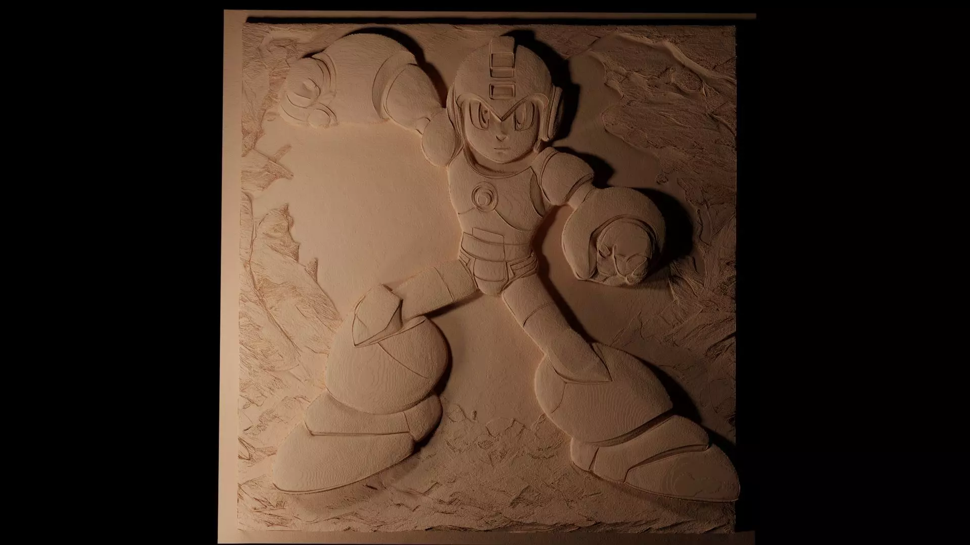 Mega Man CNC 3d Print High Relief Sand Casting 3D print model_0