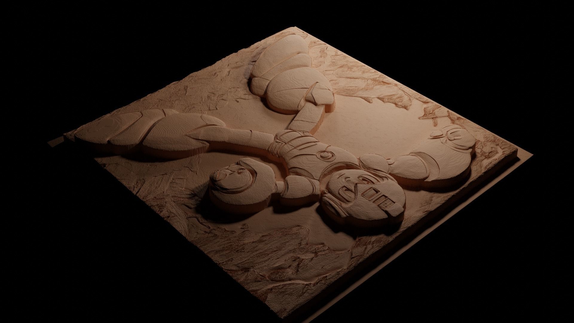 Mega Man CNC 3d Print High Relief Sand Casting 3D print model_3