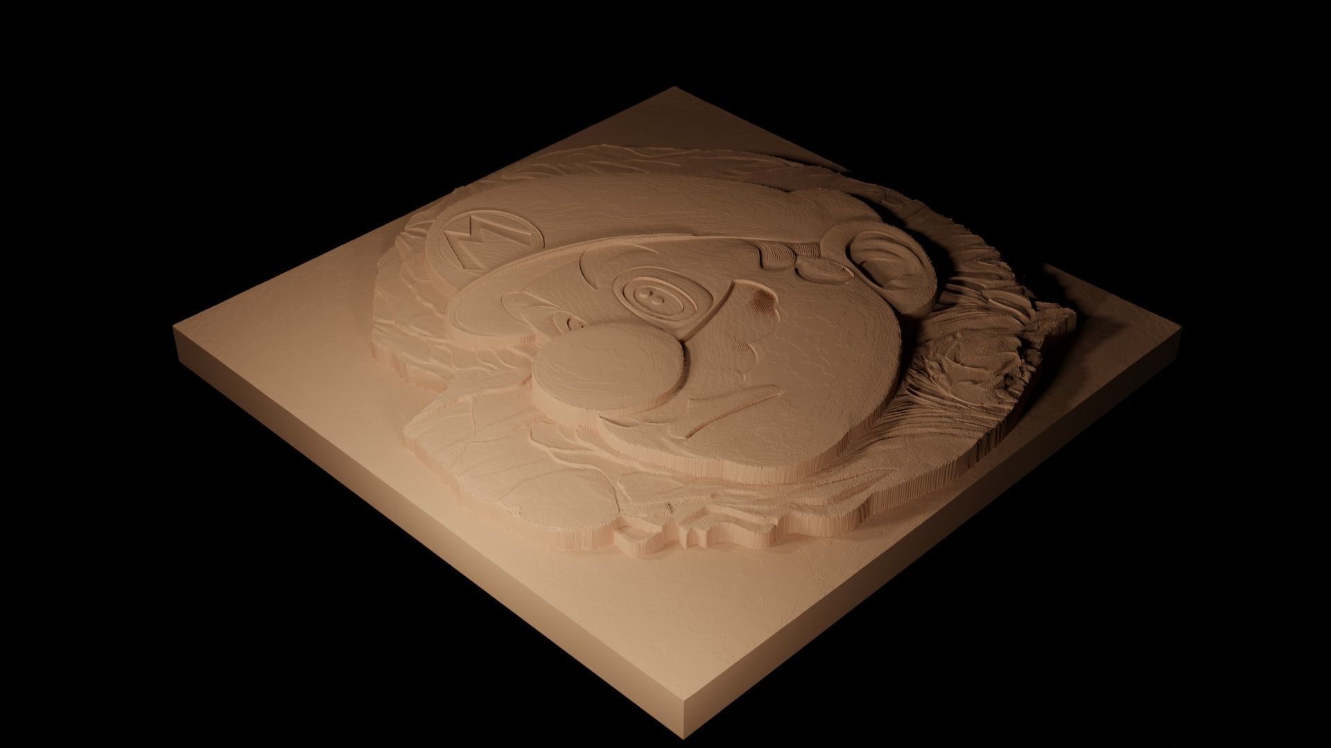 Mario CNC 3d Print High Relief Sand Casting 3D print model_2