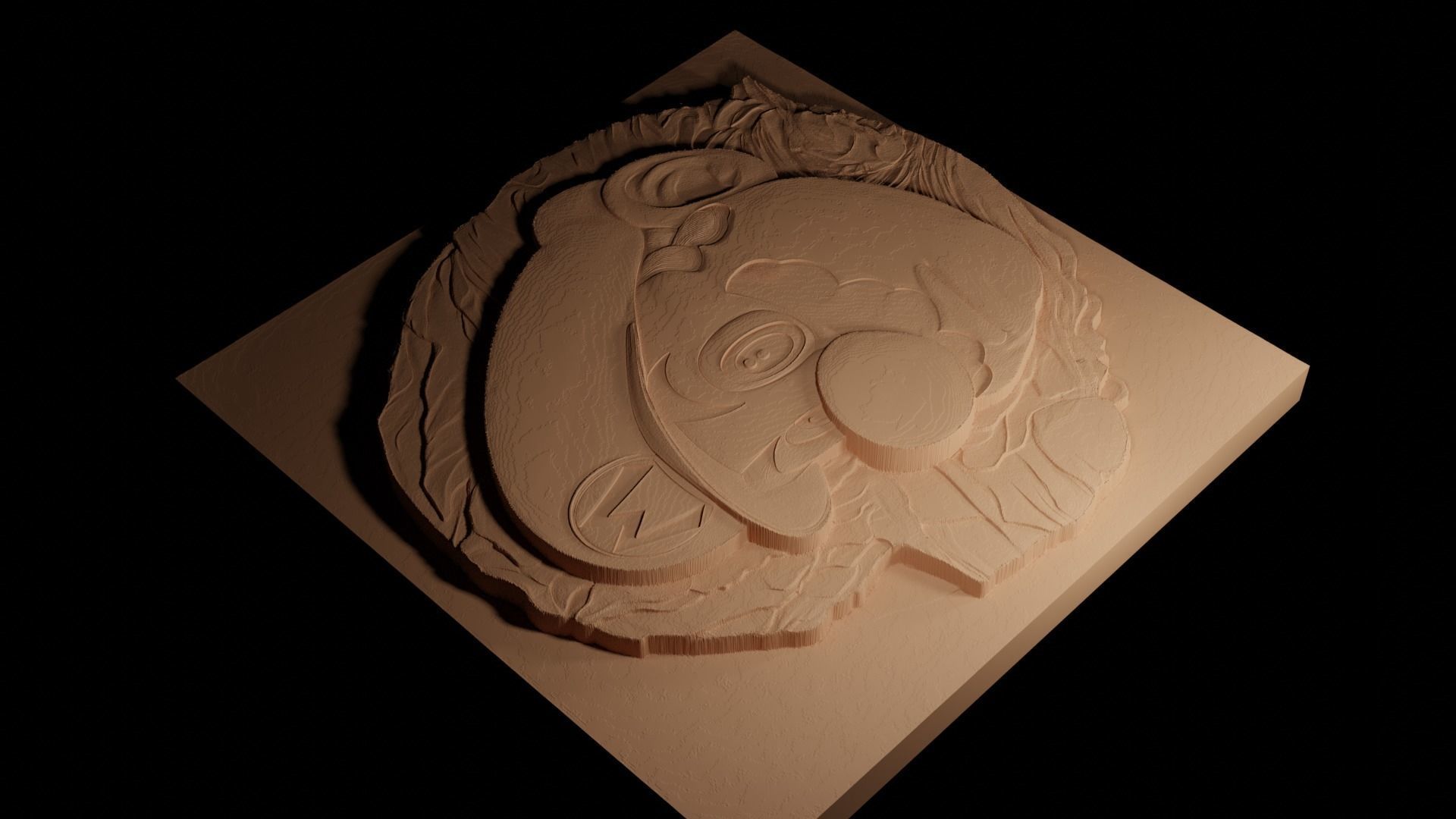 Mario CNC 3d Print High Relief Sand Casting 3D print model_4