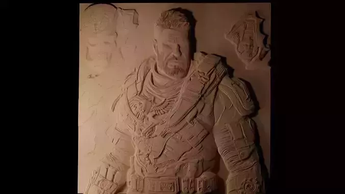 Marcus Fenix Gears of War CNC 3d Print High Relief Sand Casting