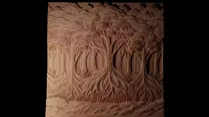 Mangrove Forest CNC 3d Print High Relief Sand Casting 3D print model