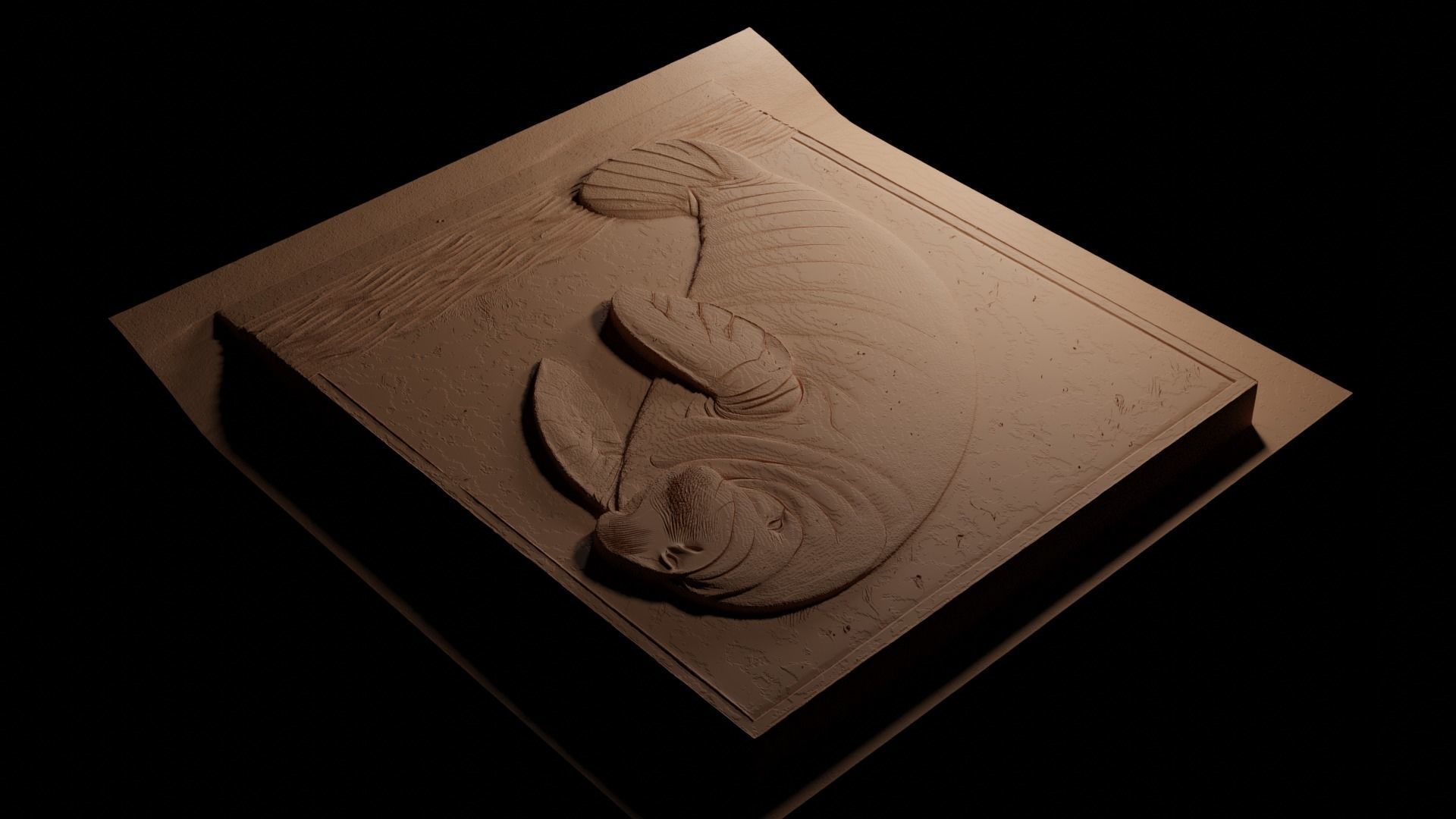 Manatee CNC 3d Print High Relief Sand Casting 3D print model_3