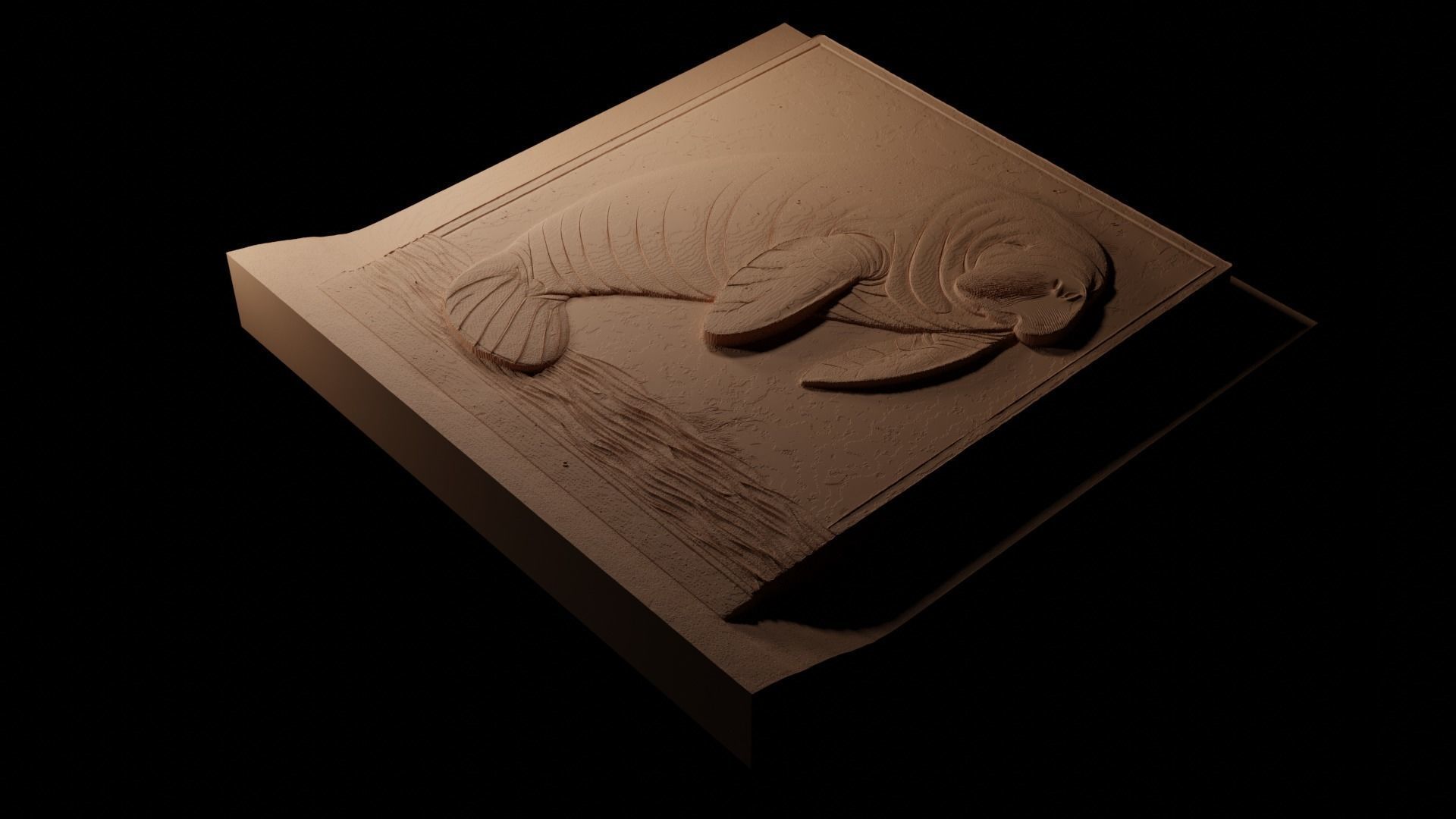 Manatee CNC 3d Print High Relief Sand Casting 3D print model_1